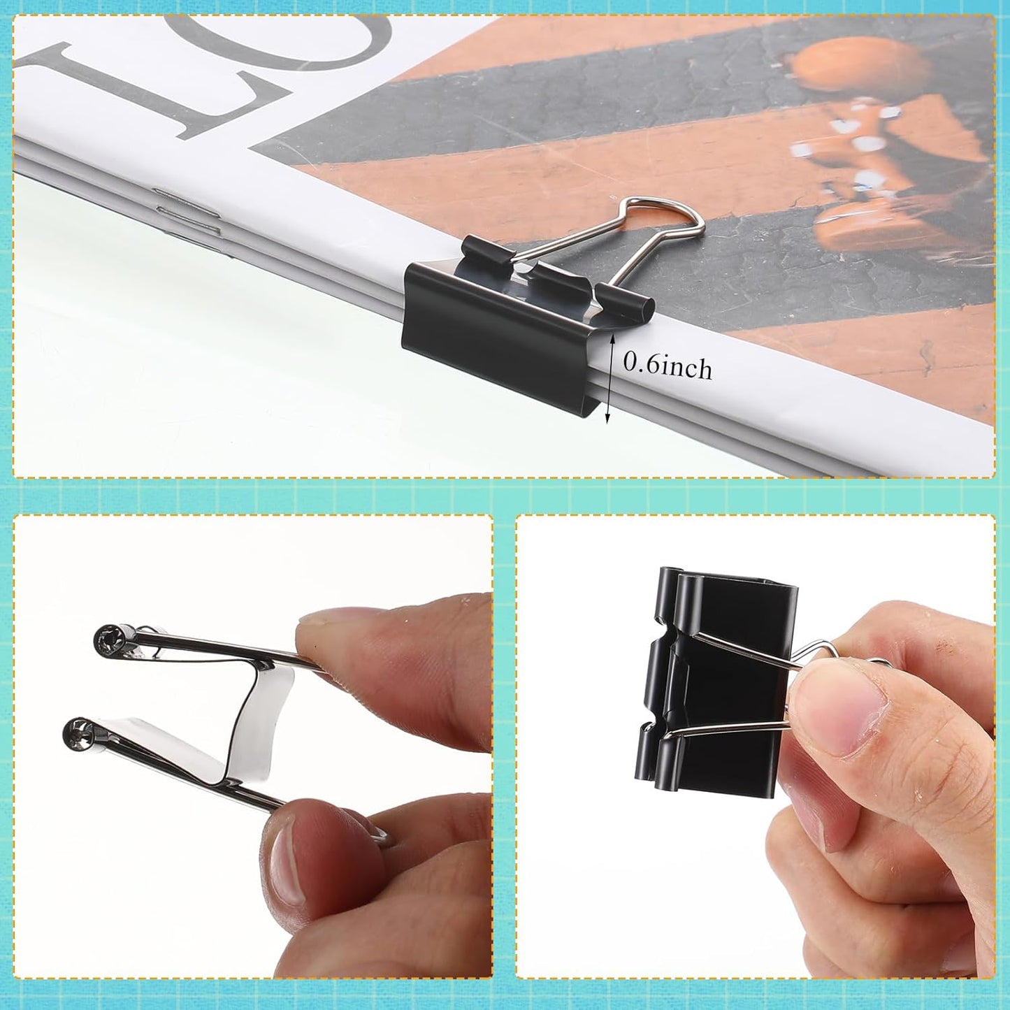 Jetec 500 Pieces 1. 25 Inch Black Binder Clips Bulk Large Paper Clamps Metal Paper Clips for Teachers Students Classroom Business Office and School Office Supplies