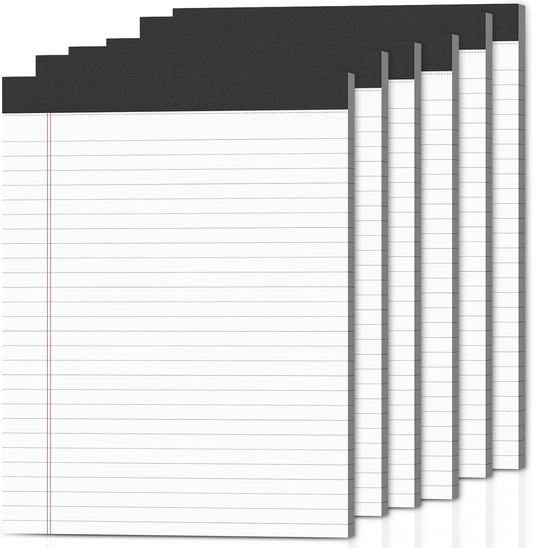 6-Pack Legal Pads 8.5"x11" Wide Ruled Note Pads - 300 Sheets (50/Pad) with Micro-Perforated Notepad & Chipboard Backing To-Do Lists Thick Lined Writing Paper Notebook for School & Office Supplies