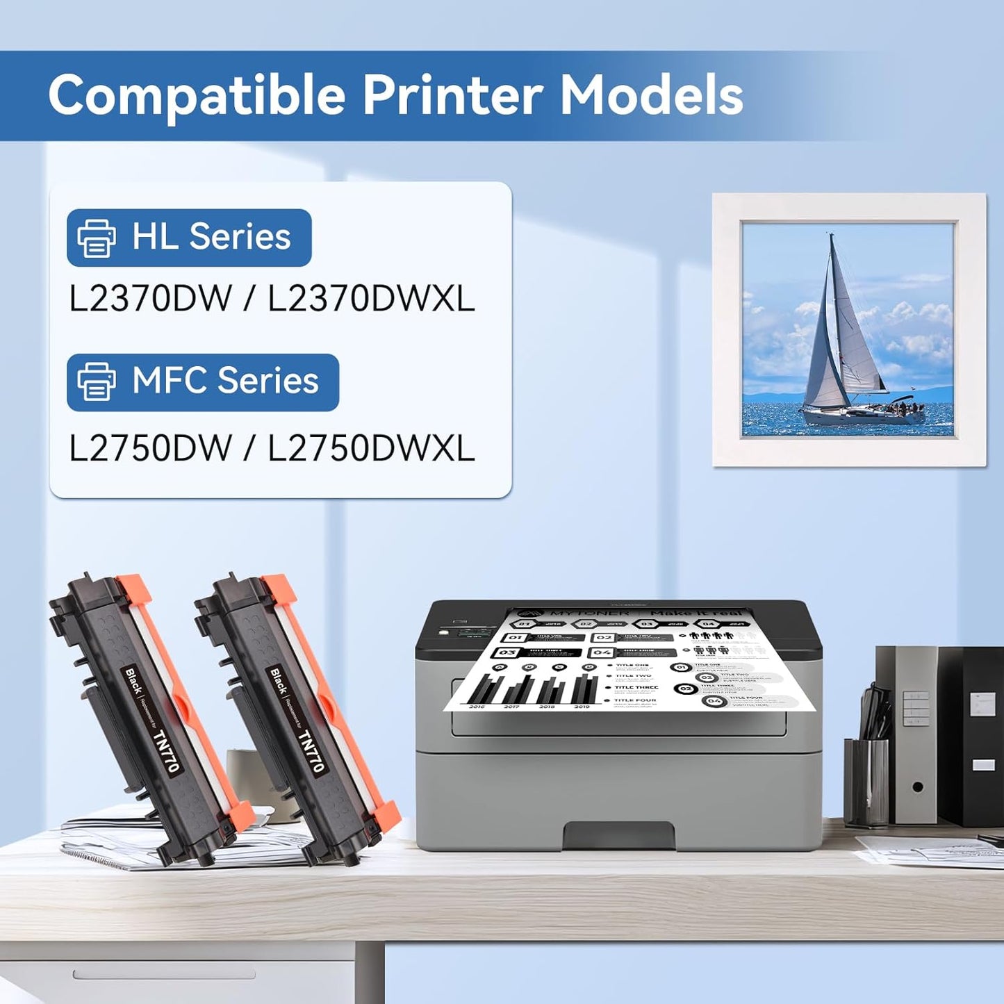 MYTONER Compatible Toner Replacement for Brother TN-770 TN770 Super High Yield Black Toner Cartridge for HL-L2370DW L2370DWXL MFC-L2750DW L2750DWXL Printer 4,500 Page, 2-Pack