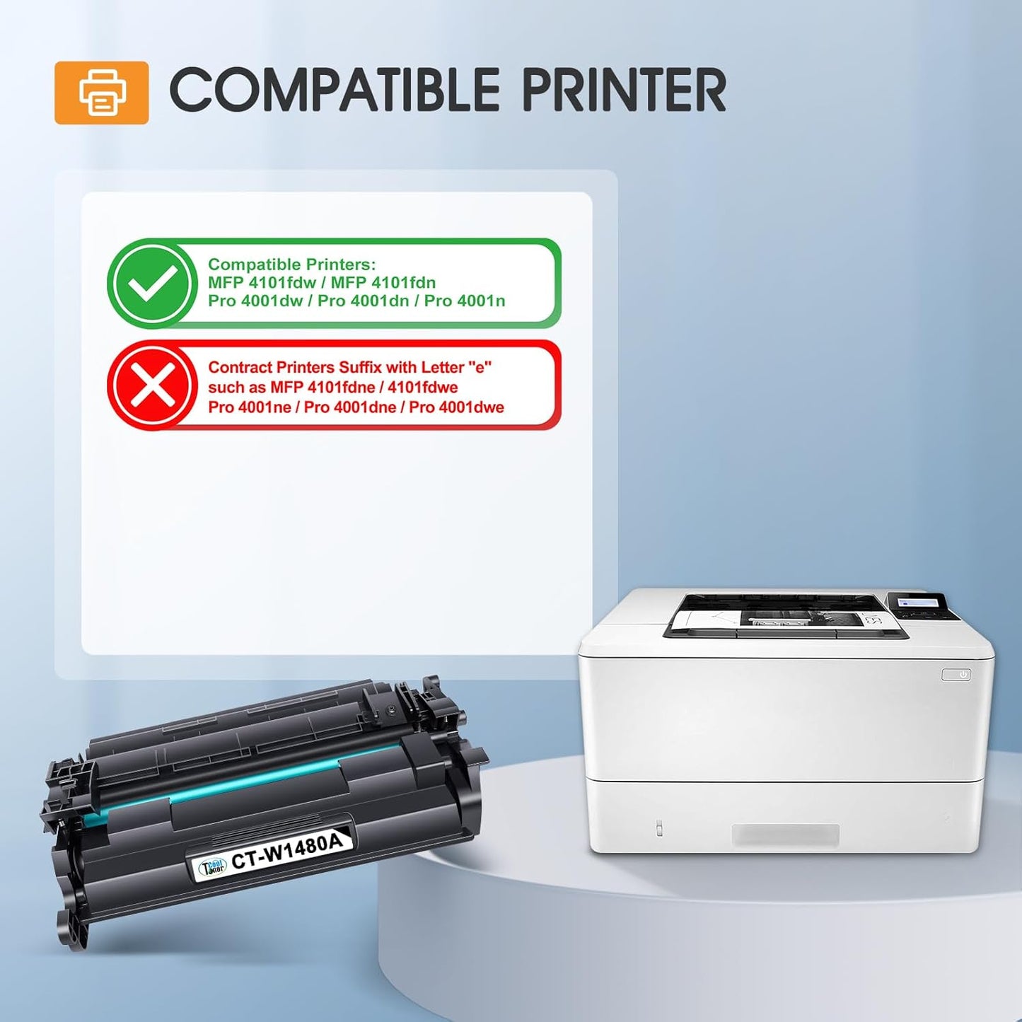 148A W1480A Toner Cartridge Black Compatible Replacement for HP 148A 148X W1480A W1480X for HP Laserjet MFP 4101fdw 4101fdn Pro 4001dw 4001dn 4001n Printer Ink (4 Pack)