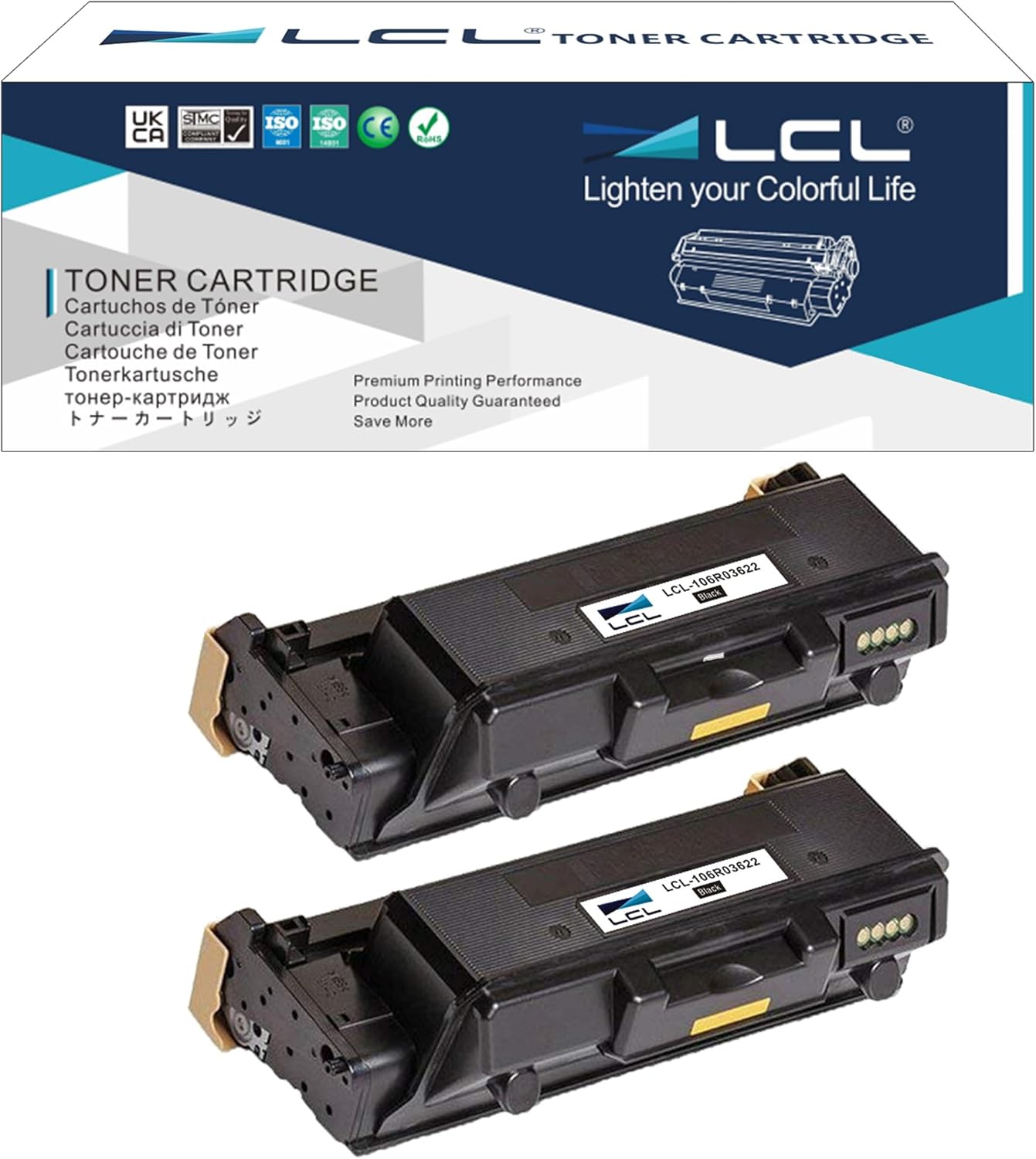 LCL Compatible Toner Cartridge Replacement for Xerox WorkCentre 3335 3345 Phaser 3330 8500 Pages 106R03620 106R03622 WorkCentre 3335 3345 3345VDNi 3330DNi 3335DNi 3345DNi (2-Pack Black)