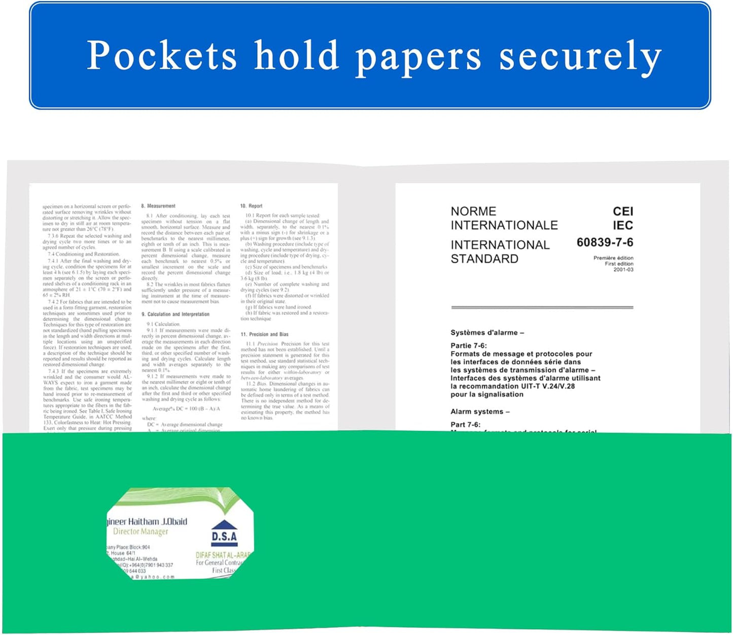 Zzrywuty 100 Packs Paper Folders with Pockets for Students,Businessmen and Office Workers,Letter Size,Two Pocket Folders with Card Slot for Office,Business,School Supplies (Green)