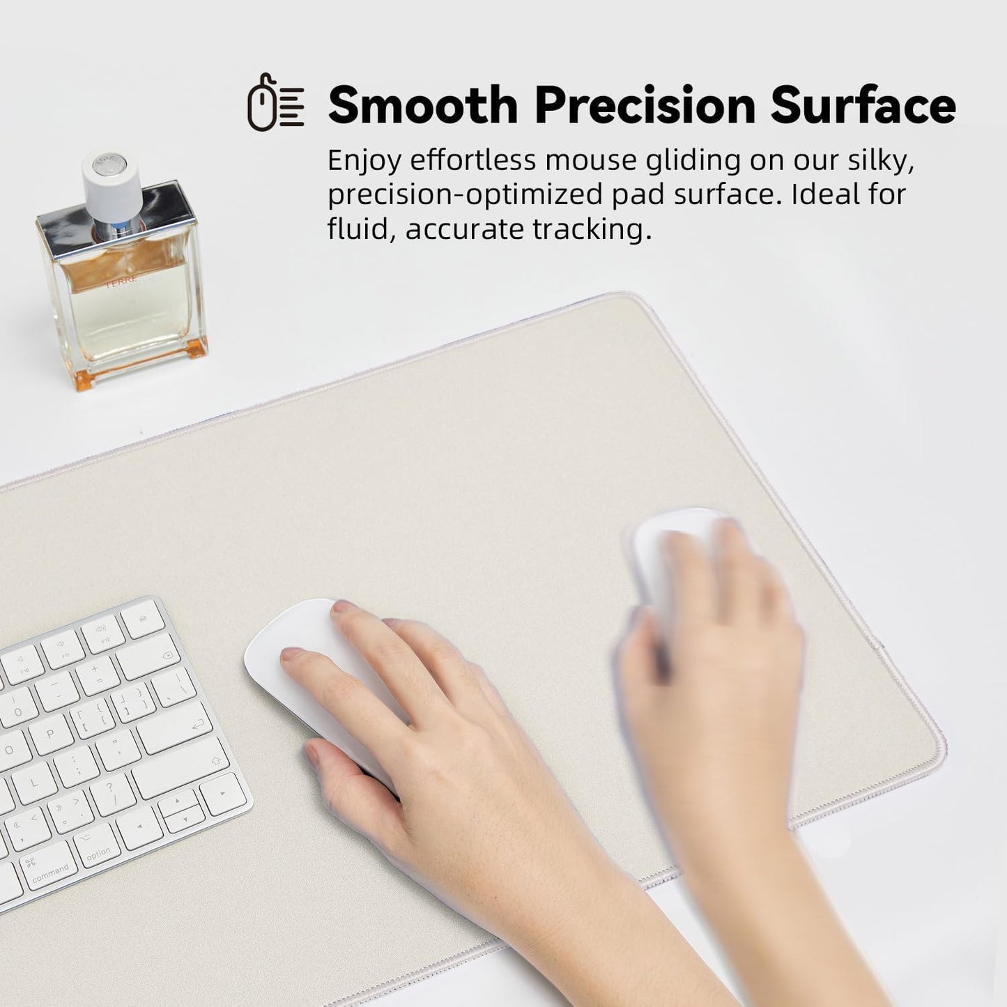 Waterproof Large Gaming Mouse Pad with Durable Stitched Edges, Non-Slip Rubber Base, Smooth Surface Mouse Mat Desk Pad for Home Office Gaming, 27.5"x11.8"x0.08", Beige