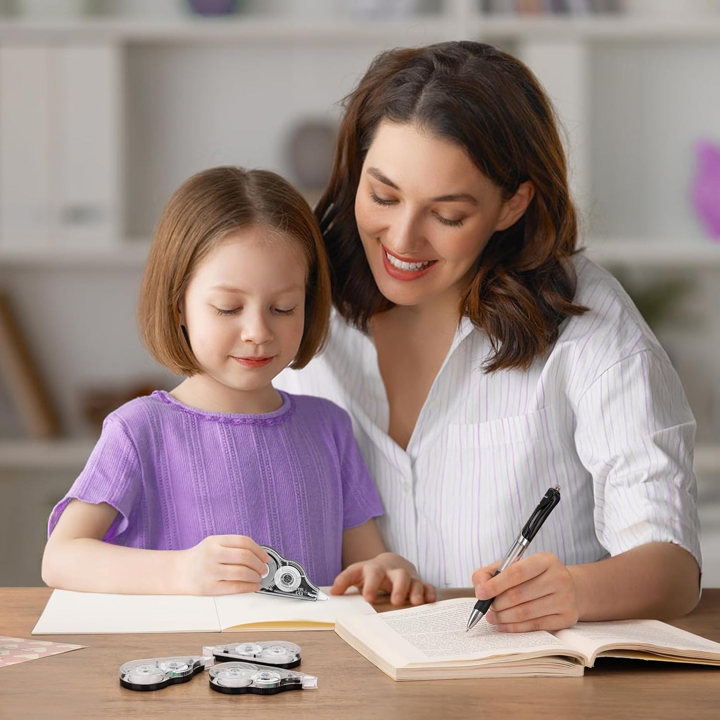 4 Pcs Correction Tape, 39.37 Ft White Wrong Out Tear-Resistant Bulk, Instant Corrections Easy to Use Applicator for School, Office, Note Taking, Journal (Tape Width 0.2 in，Clear)