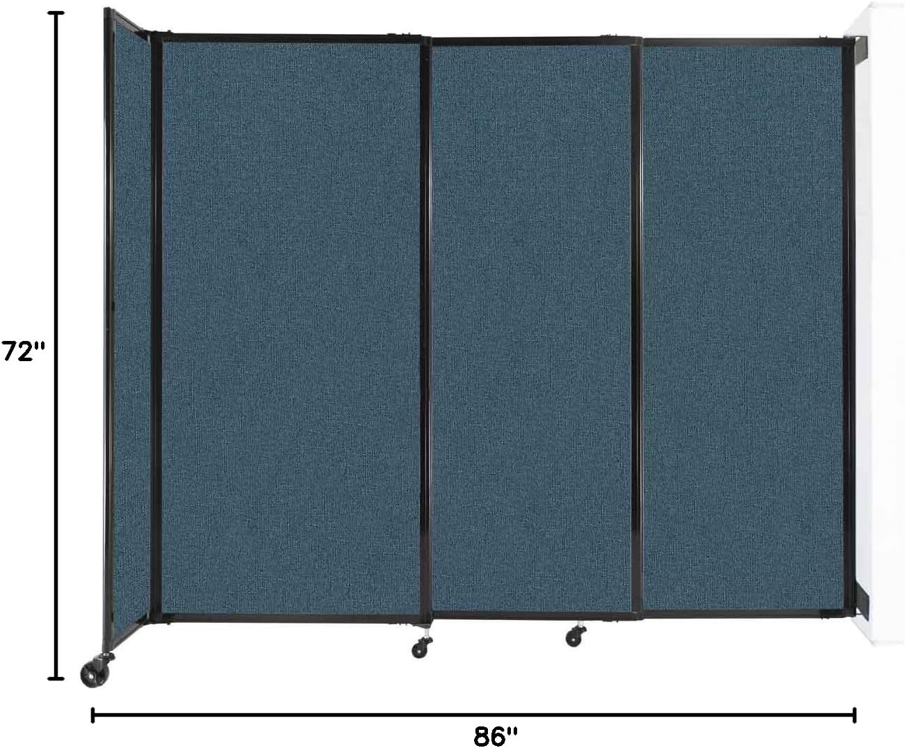 Wall-Mounted Sliding StraightWall Room Divider | Adjustable Widths | Locking Wheels | Room Separator | Up to 7'2" Wide x 6' Tall Caribbean Fabric Panels