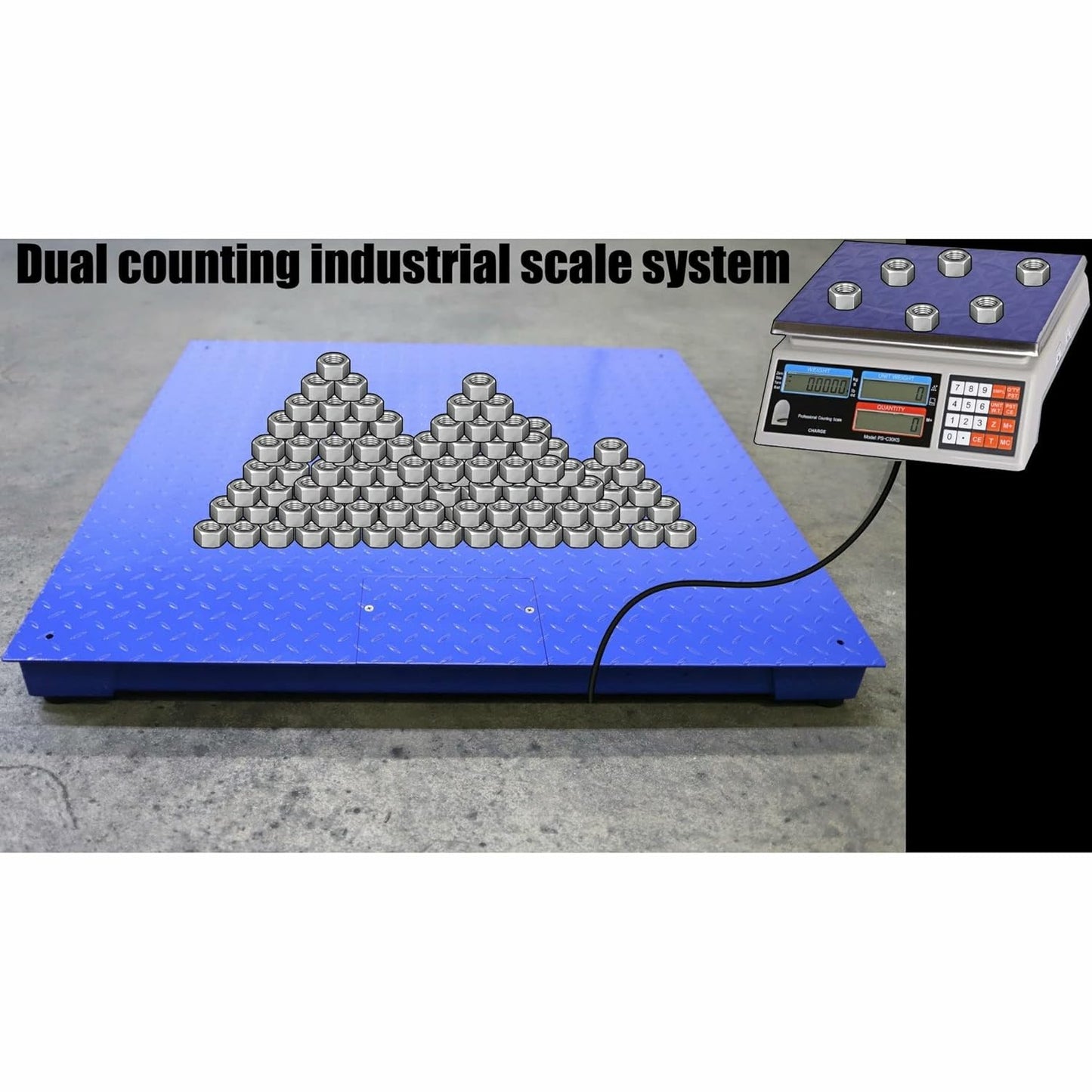 Liberty Scales LS-700-DC Dual Counting Smart Weighing Scale Systems, Size 36" x 36" (3' x 3') - C-Scale 6 lb x .0002 lb/Floor Scale 1000 lb x .2 lb