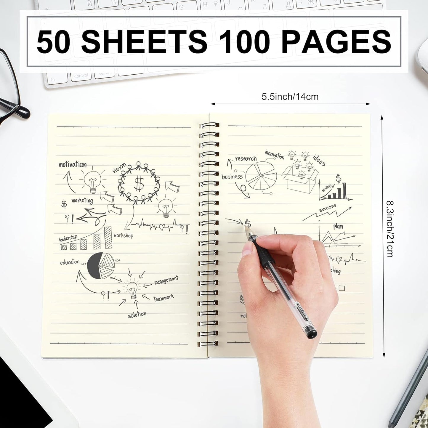 Yahenda Spiral Notebook Bulk A5 Journal Lined 8.3'' x 5.5'' Writing Composition Paper Small Notepad Subject Notebook for Students Office Business Back to School Supplies(Dark Gray,36 Pcs)