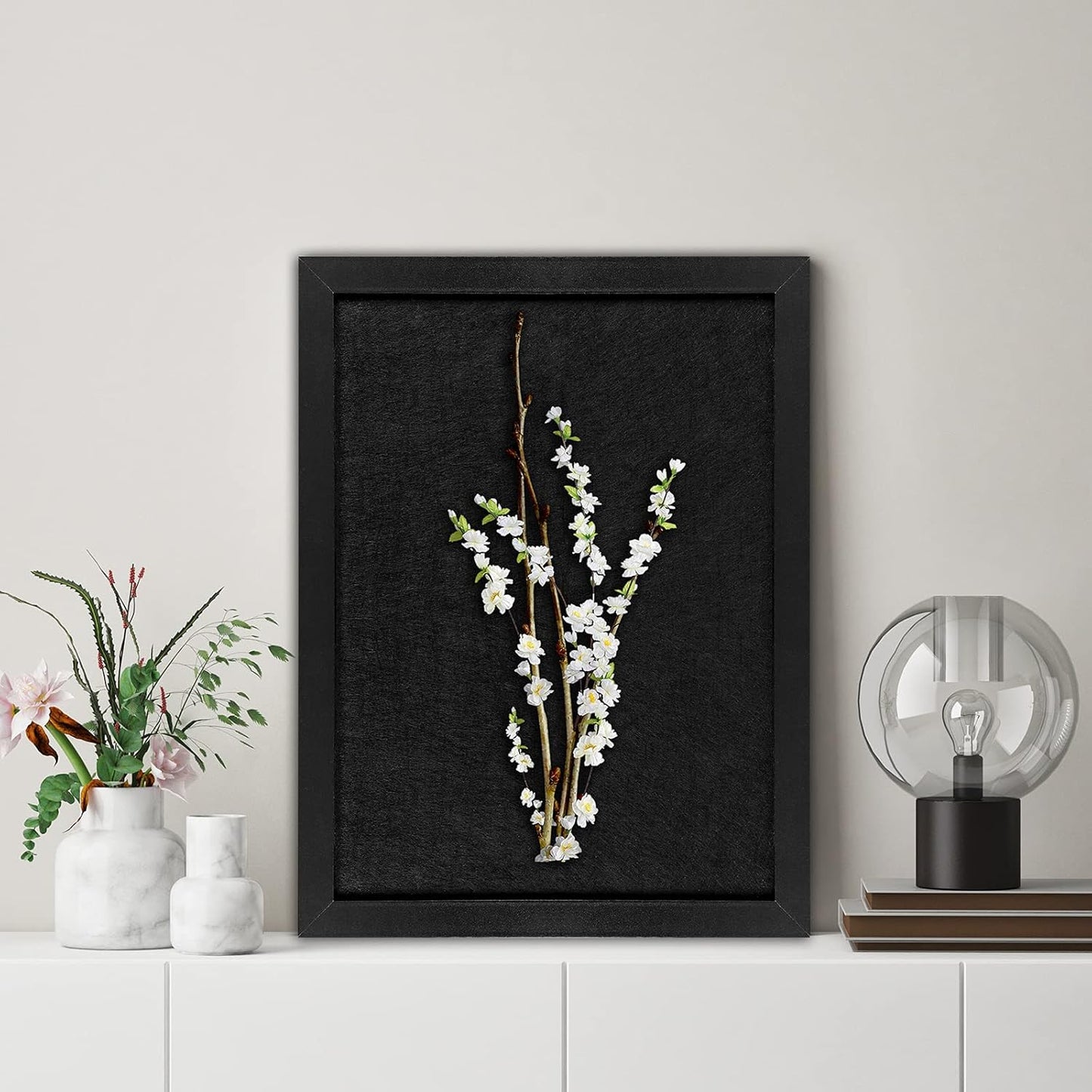 TORASO Cork Board Bulletin Board with Felt,Wood Framed Display Bulletin Board for Walls with Pins, Eye Bolts, gaskets, Screws, Pin Board for Office, School and Home(Black,1pc)