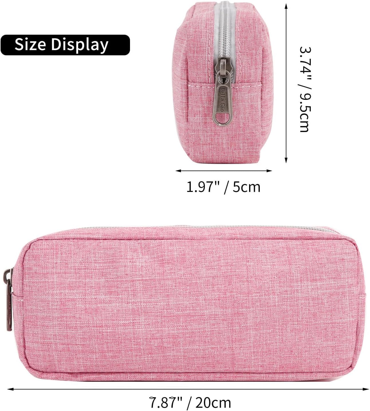 Della Gao Small Pencil Case Large Capacity Pencil Pouch Marker Pen Bag Coin Pouch Office Stationery Organizer (Pink)