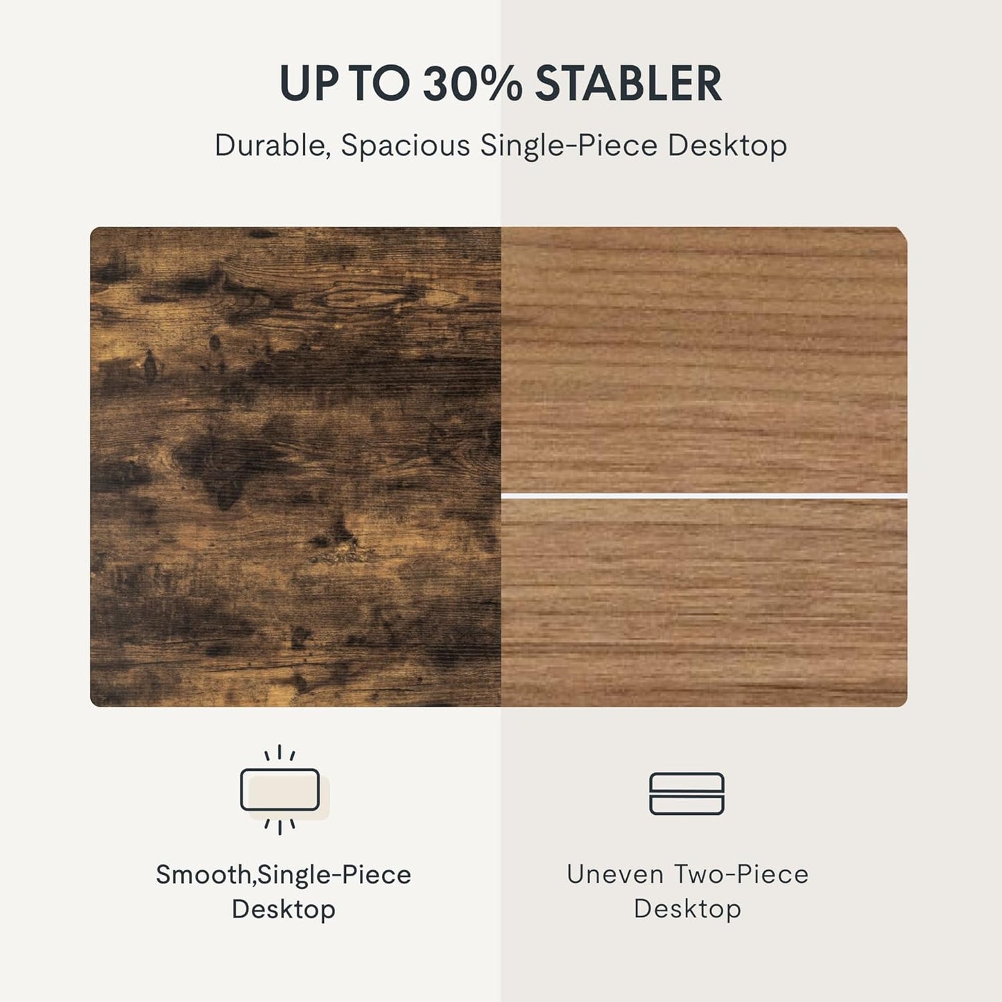 FLEXISPOT EN1 One-Piece Standing Desk, 55 x 28 Electric Height Adjustable Sit Stand Desk for Home Office (White Frame + 55" Rustic Top, 2 Packages)