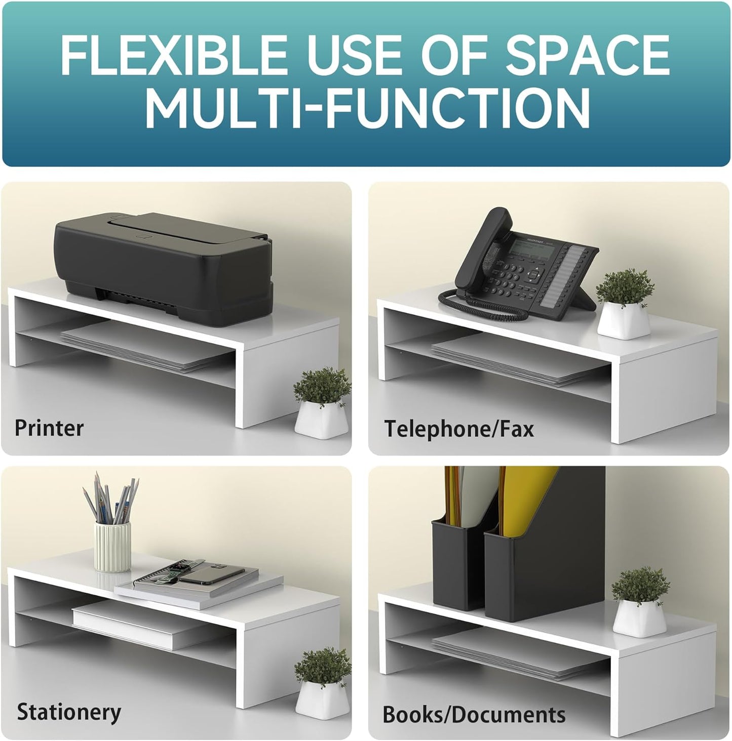 FITUEYES Monitor Stand - 2 Tier Computer Monitor Riser with 21.3 Inch Shelf, Wood Desktop Stand for Laptop Computer Screen, Desk Organization, Office Supplies