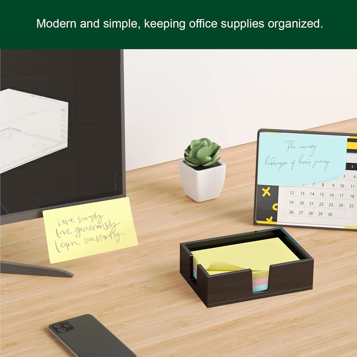 Acrylic Sticky Note Holder, Self-Stick Note Pad Holder W/O Pads - Note Dispenser Memo Pad Holder Desk Organizer for School Office Home (4''x6'' Black)