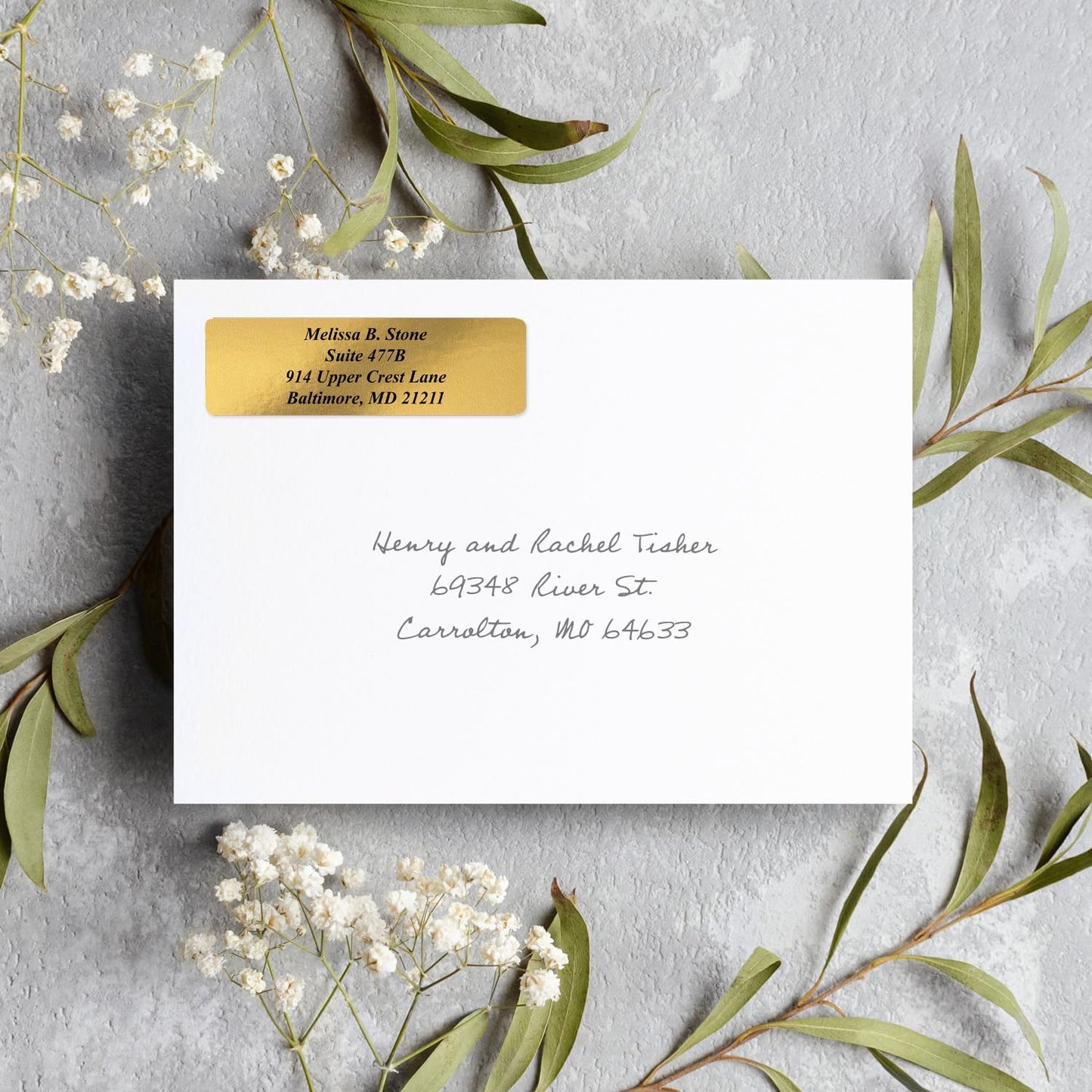 Gold Foil Personalized Return Address Labels Without Dispenser - Roll of 250 Custom Stickers
