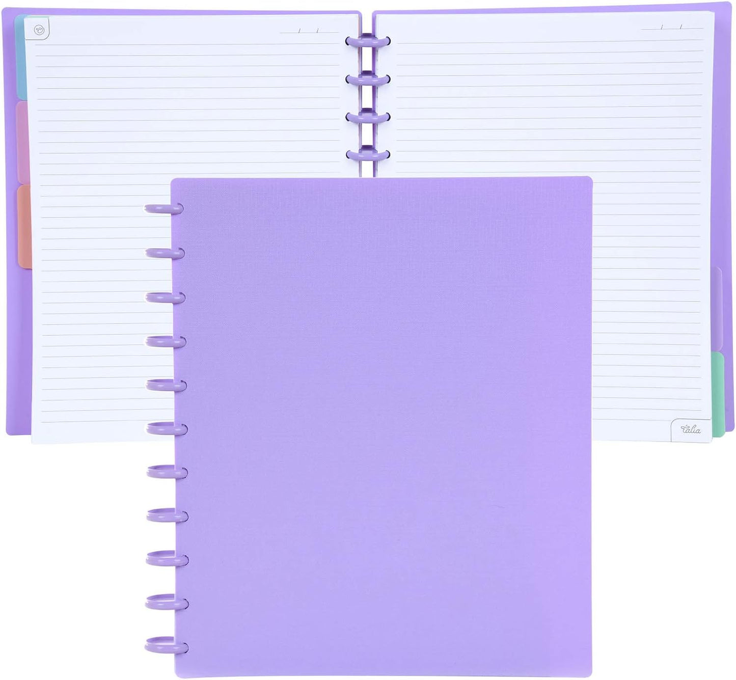 Talia Discbound Notebooks, Planner, Customizable, (Lavender w/Lavender Discs, Letter (8.5in x 11in))