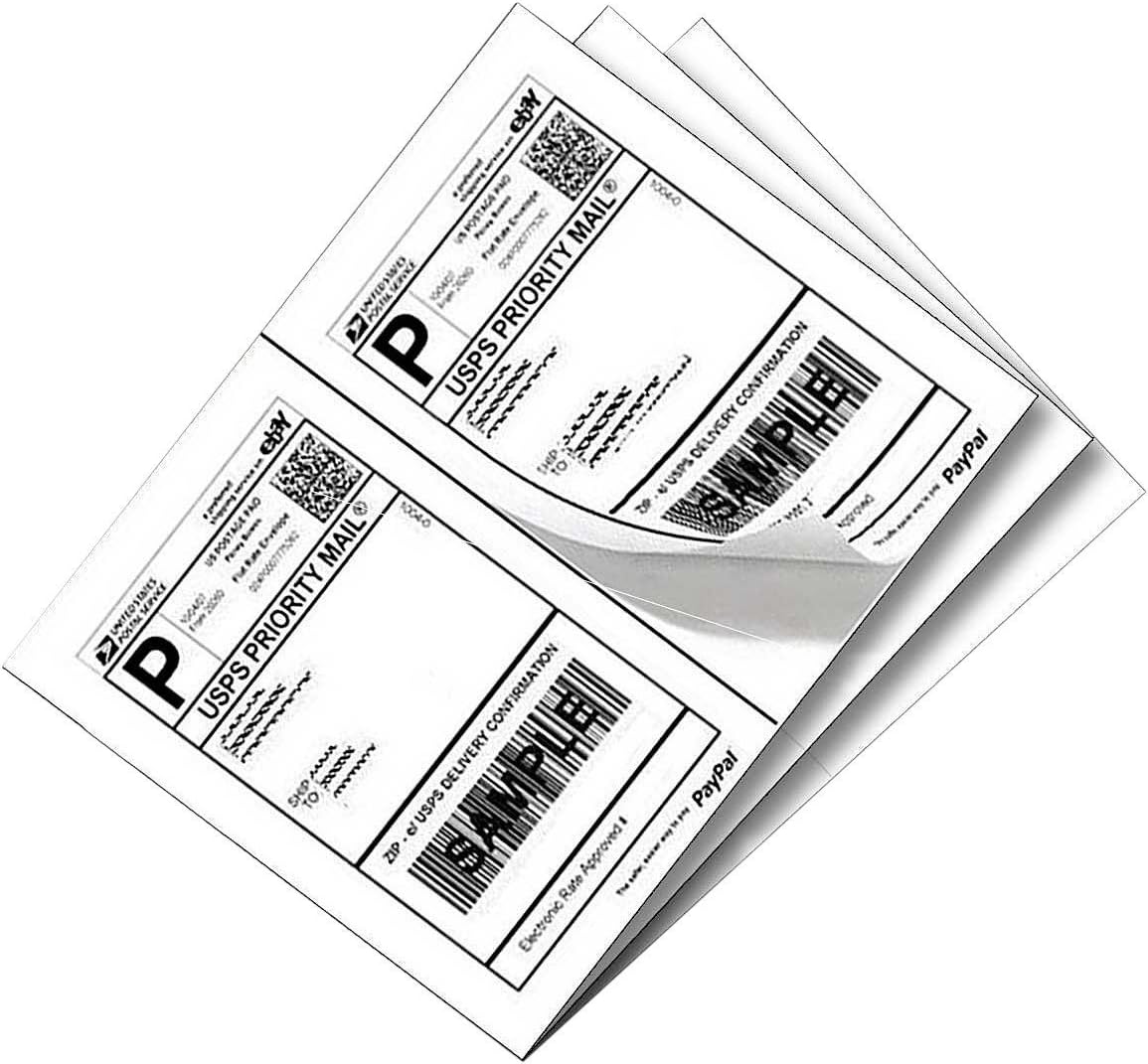 9527 Product Half Sheet Self Adhesive Shipping Labels for Laser & Inkjet Printers White Blank,2 Labels per Sheet (300 Lables)