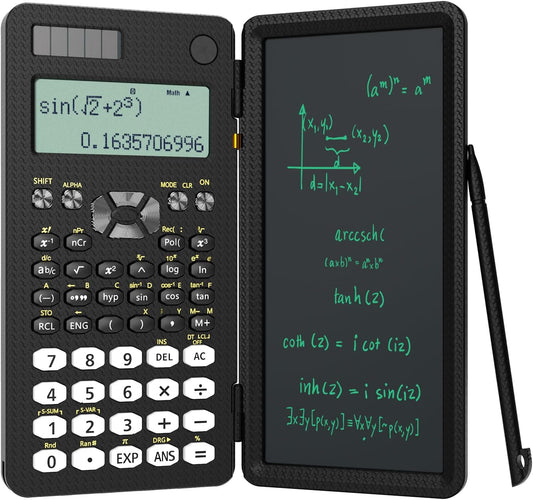 Scientific Calculator for Students, 82MS Foldable Science Calculator with Notepad Solar Energy Science Calculators for Middle and High School Supplies (82MS Black)