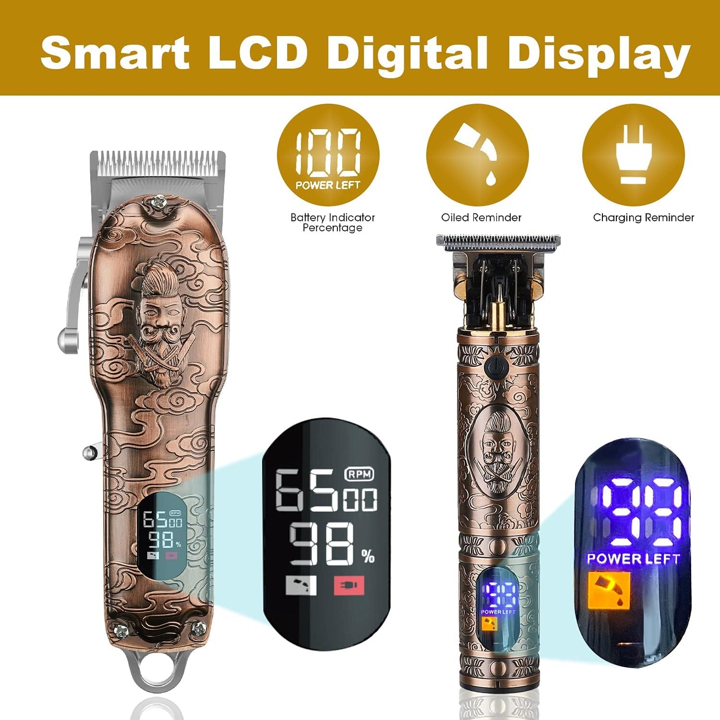 RESUXI Hair Clippers for Men with Barber Trimmer Set,Professional Haircut Clippers for Hair Cutting Grooming Kit,Cordless Beard Trimmer Hair Cutter Barber Accessories USB Rechargeable