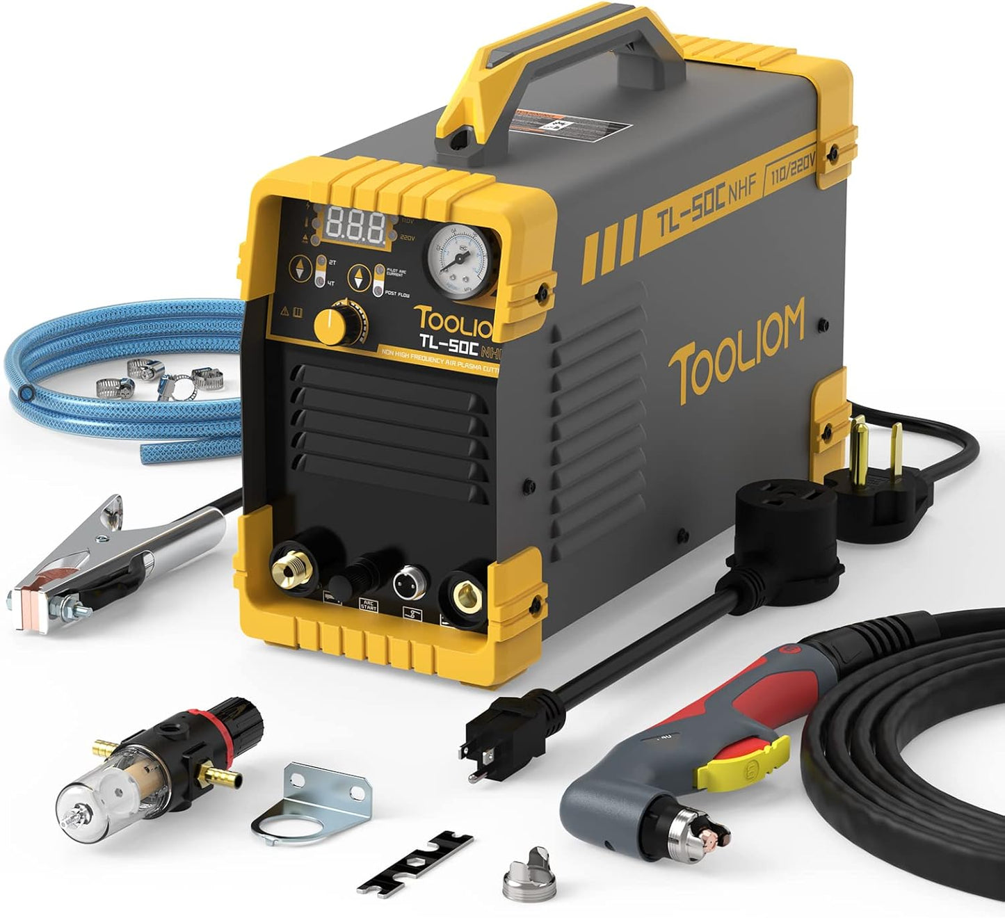 TOOLIOM 50A Non High Frequency Plasma Cutter Non-Touch Pilot ARC 110/220V Dual Voltage Cutting Machine 1/2" Clean Cut