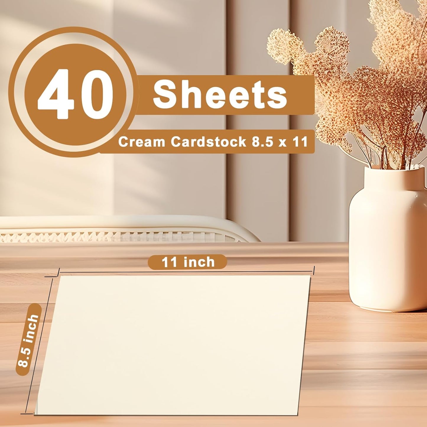 40 Sheets Cream Cardstock 8.5 x 11 Off White Paper, 200gsm/75lb Ivory Card Stock Certificates Paper for DIY Cards Making, Business Cards, Invitations, School Crafting, Menus, Office Printing