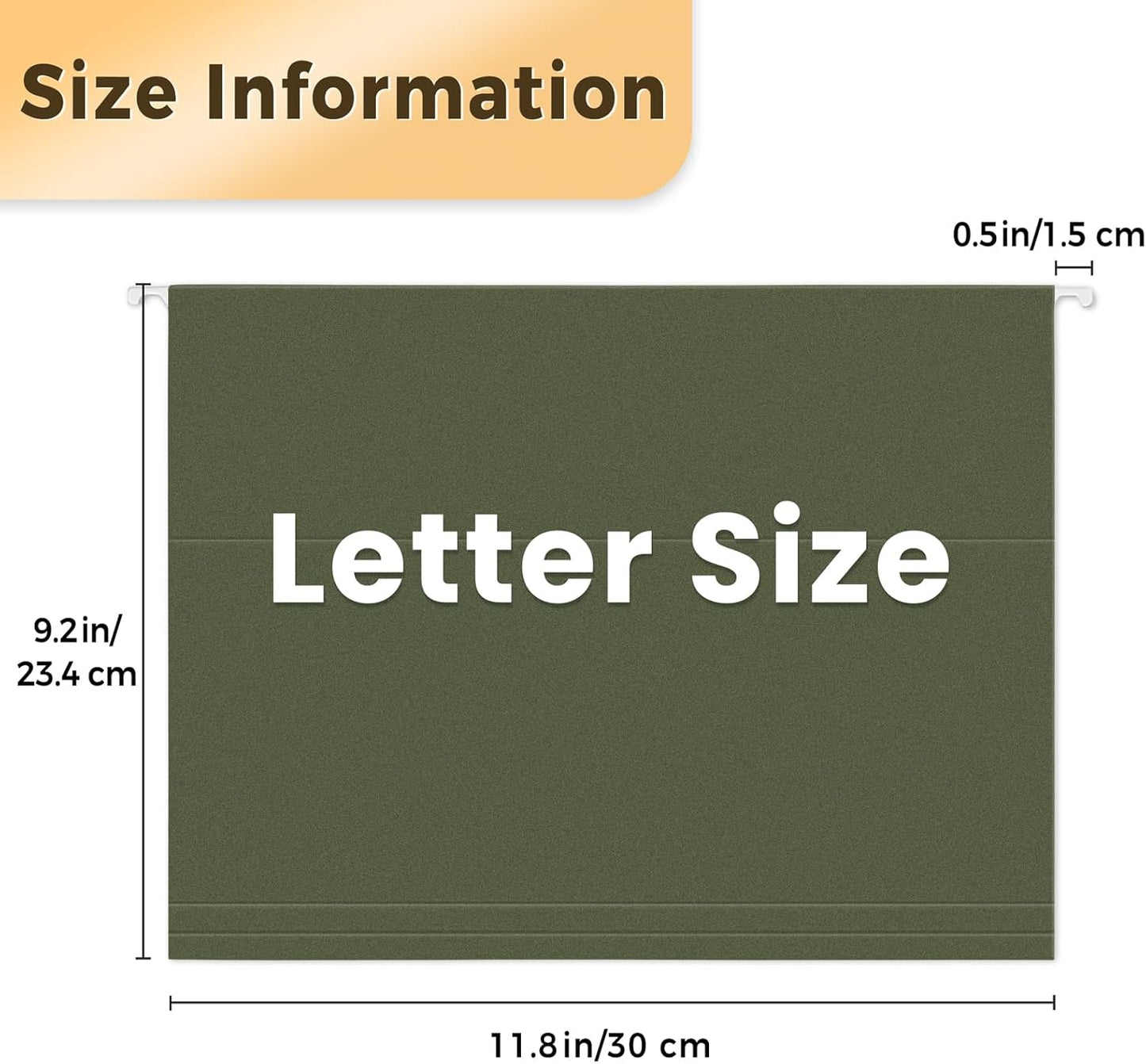 SUNEE Hanging File Folders, 75 Pack Reinforced Hang Folders Letter Size, Adjustable 1/5-Cut Tabs, Designed for Bulky Files, Filing Cabinet, Standard Green