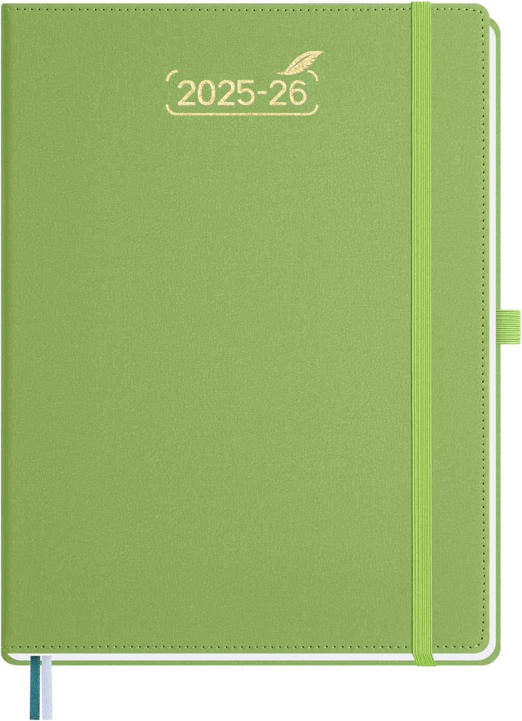 BEZEND Weekly Planner 2025-2026 with 2 Columns, 8.5" x 11" Academic Calendar 18 Months (Jul 25-Dec 26) Life Work Appointment Book with Monthly Tab, PU Leather Hardcover - Fruit Green