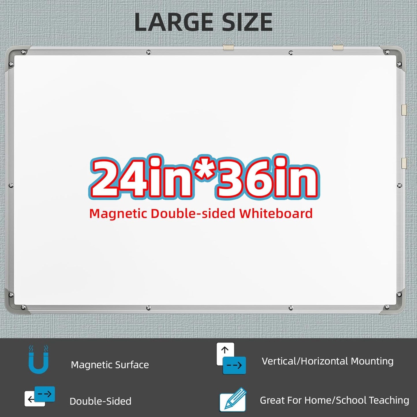 Polegas 24" X 36" Magnetic Dry Erase Board Whiteboard with Lines, Wall Hanging Monthly Calendar to Do List Schedule Board