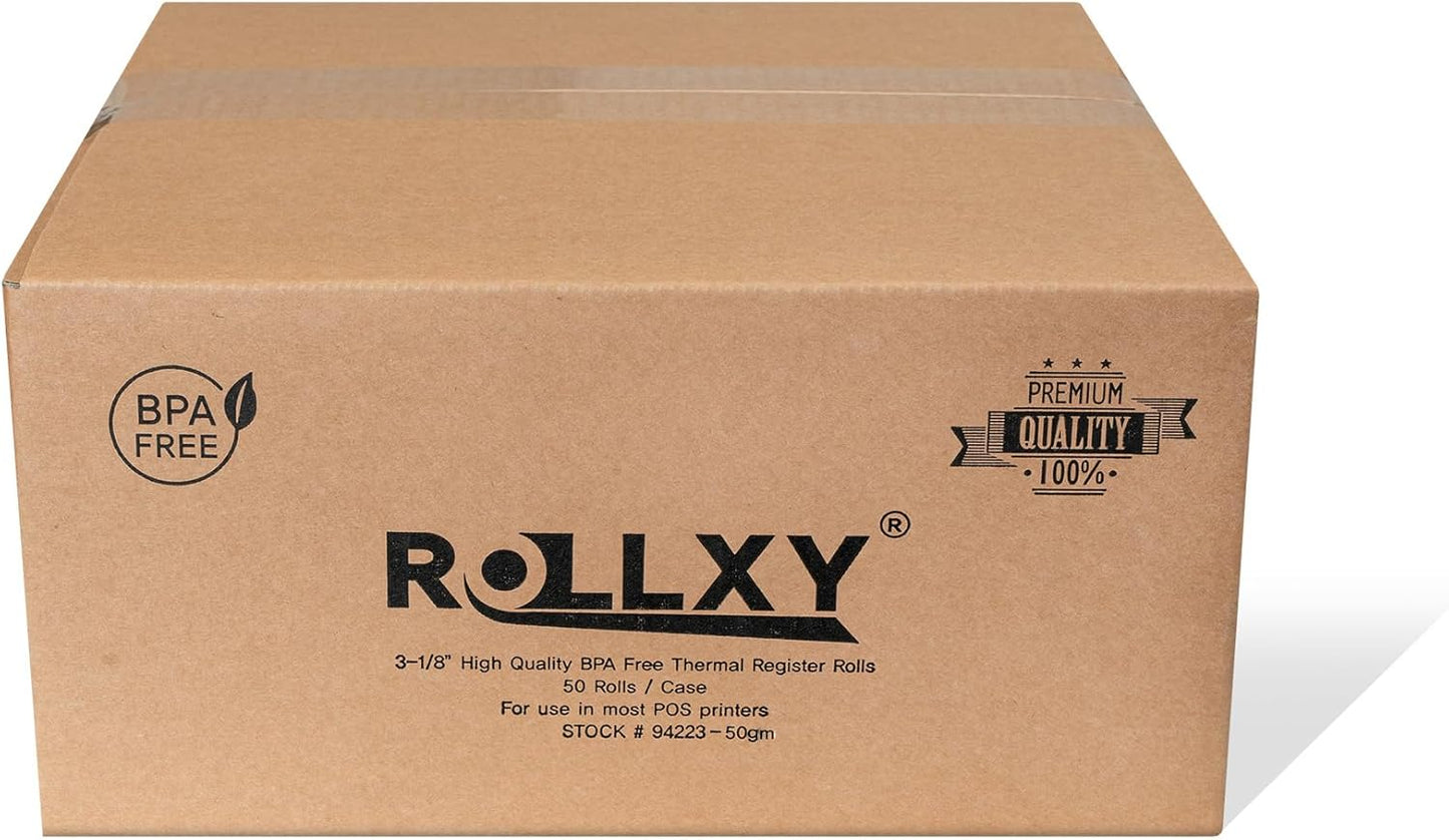 3-1/8 X 230 Thermal Paper Compatible with Star CT-S300 Tsp 100 BPA Free 50 rolls by Rollxy (50gm Thickness)