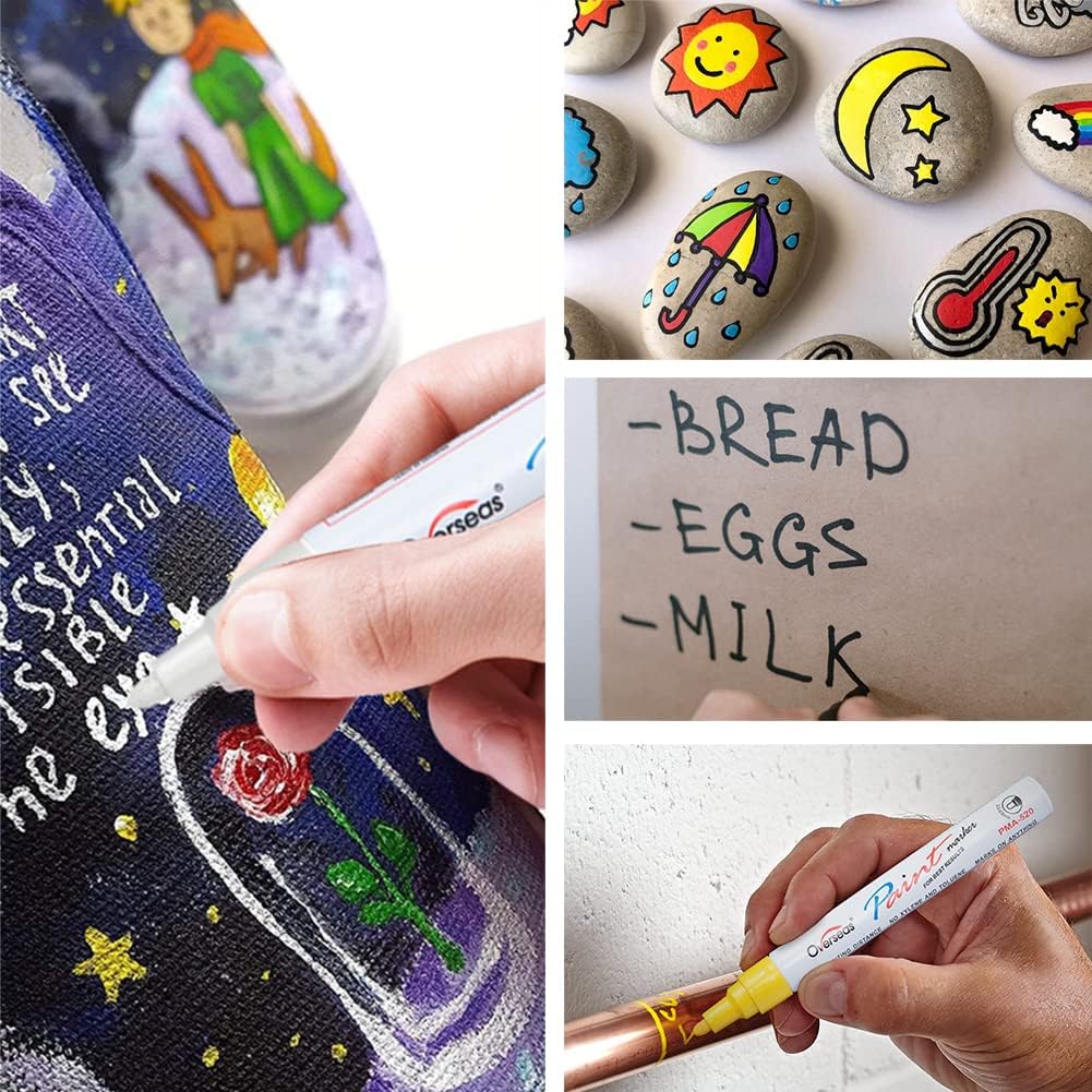 Paint Pens Paint Markers - Yellow Permanent Markers 8 Pack, Oil Based Waterproof Quick Dry Medium Tip Marker Pen for Metal, Wood, Fabric, Plastic, Rock, Stone, Mugs, Canvas, Glass, Art Craft