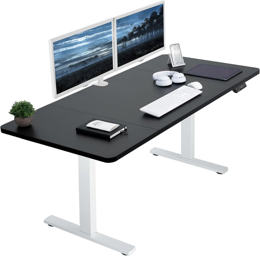 VIVO Electric 60 x 30 in Standing Desk, Memory Height Adjustment, 1B Series, Black Top White Frame, DESK-KIT-1W6B-30