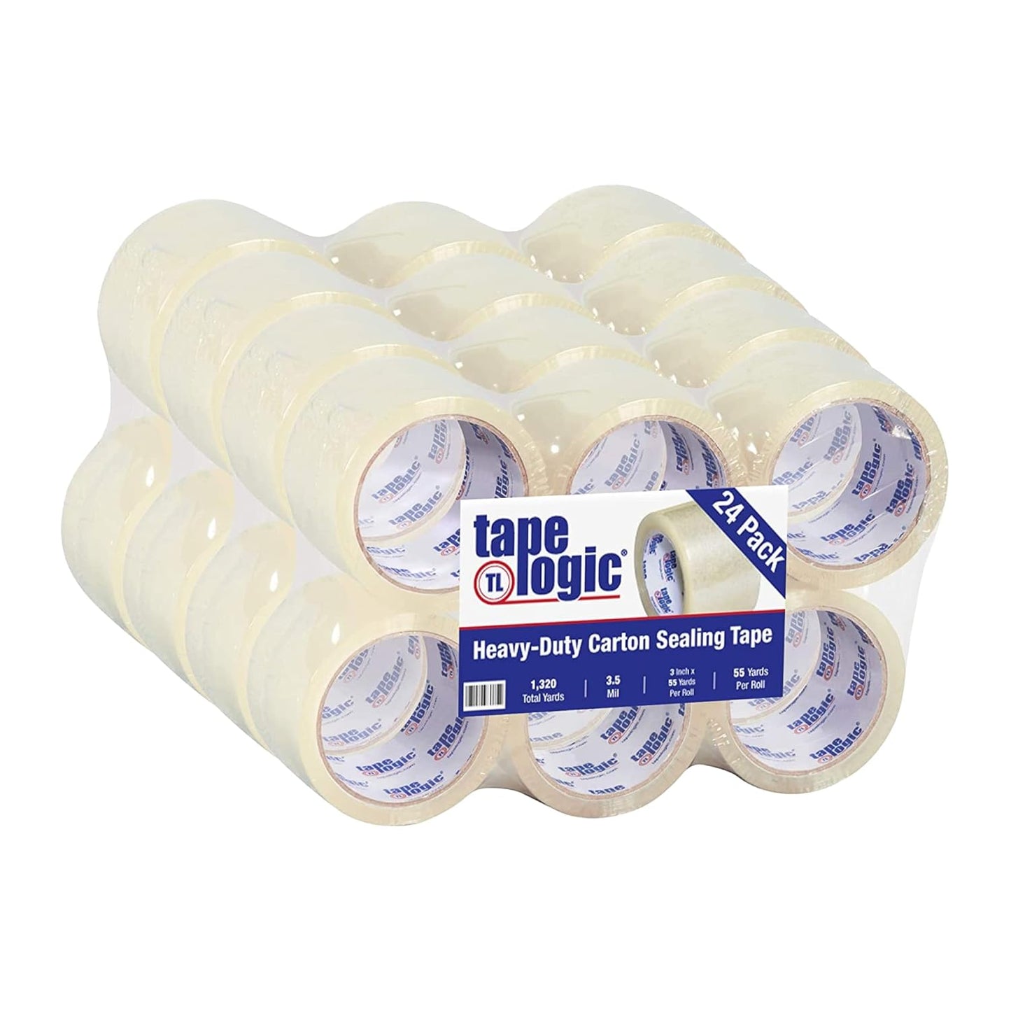 Tape Logic 3" x 55 yds Acrylic Packing Tape 3.5 Mil, Clear (24-Pack) Heavy Duty Packing Tape Rolls for Sealing Boxes at Home, Warehouse, & Office, Supplies for Packaging, Shipping, Moving