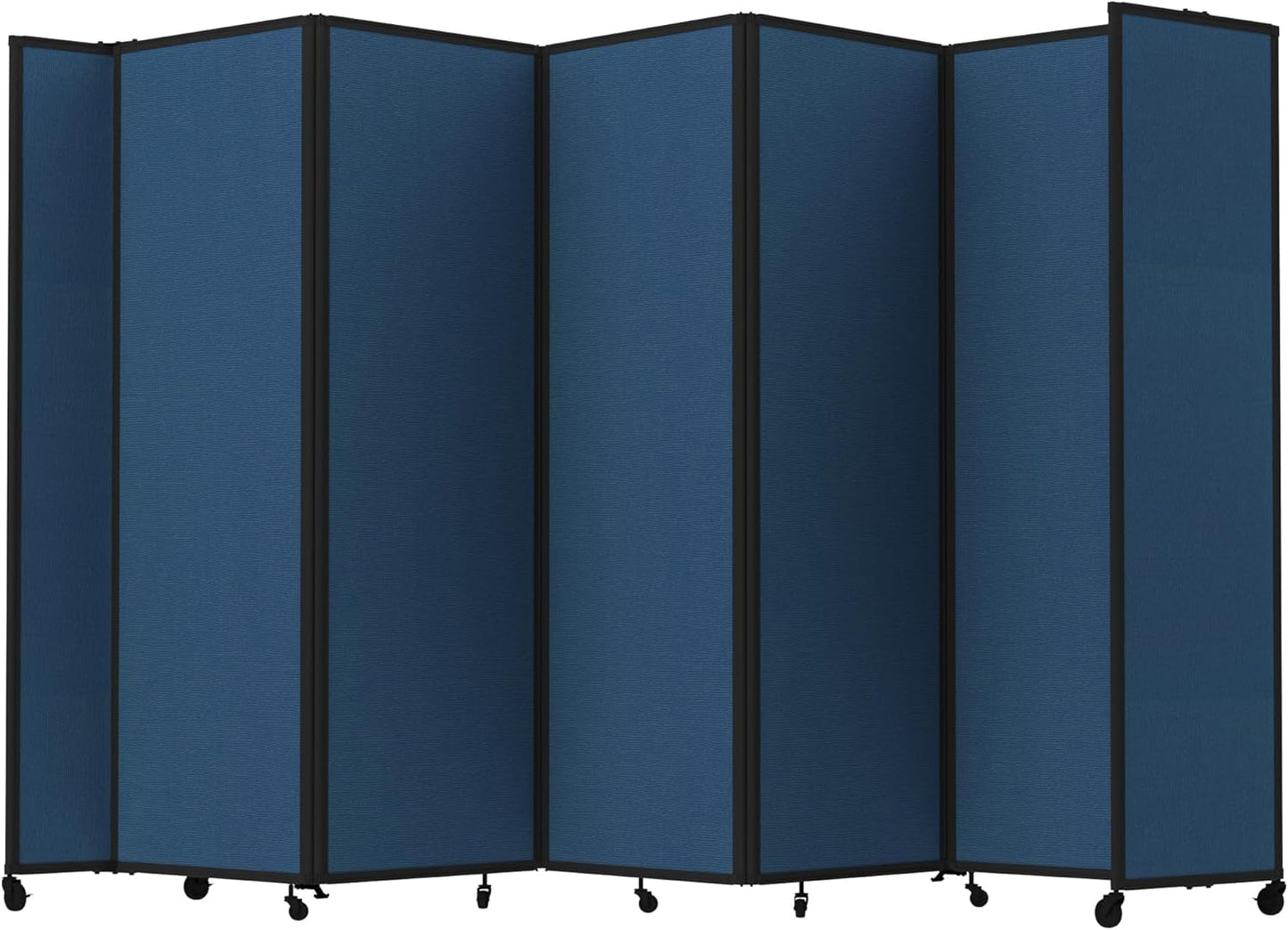 Versare Room Divider 360 Portable Wall Partition | Folding Panels | Large Freestanding Divider | Locking Wheels | Temporary Room Separator | 14' x 7'6'', Navy Blue