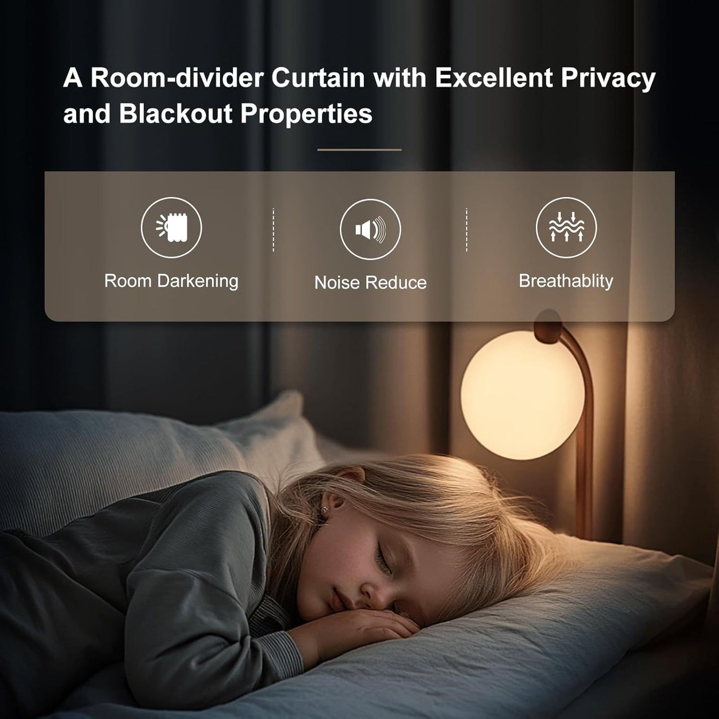 Room Divider Curtains & Flexible Bendable Tracks Set,Privacy Dividers Ceiling Track Curtain Window Blackout Curtains for Living Room Bedroom (W120 × H96 in 1 Panel Black Drape & White Rail)