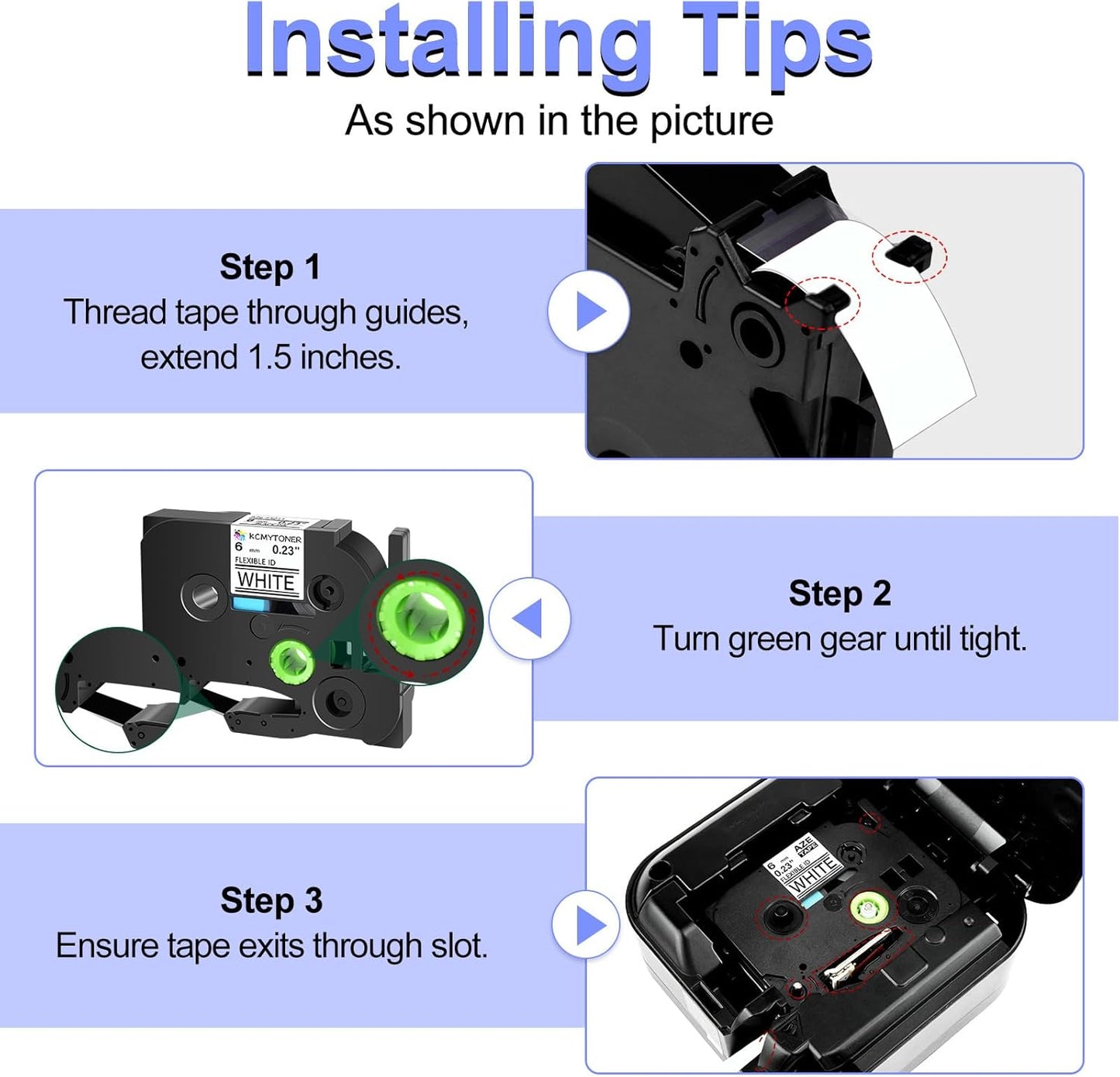 2 Pack 6mm 0.23'' FX211 Laminated Tape Compatible for Ptouch TZ TZe Flexible ID Cable Wires Labels Black on White 1/4" for PTD200 D210 D400 D600 PTH100 H110 PTP300BT PTP700 PTP710BT