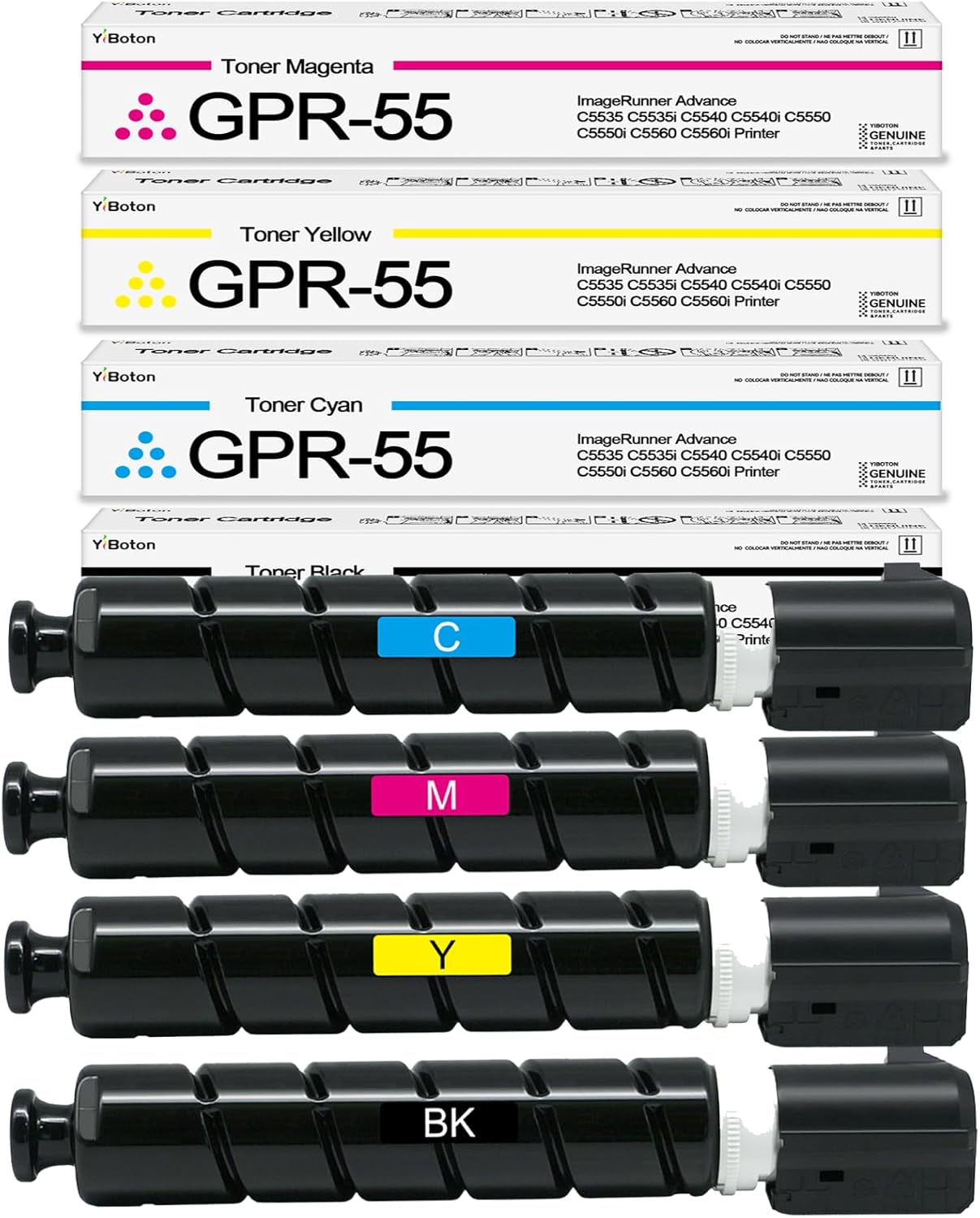 GPR55 GPR-55 Toner Cartidges Replacement for Canon GPR-55 GPR55 0481C003 0482C003 0483C003 0484C003 for Canon imageRUNNER Advance C5535i C5540i C5550i and C5560i Printers Black Cyan Yellow Magenta