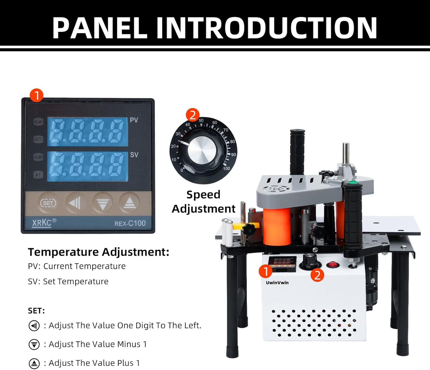Edge Bander – Portable Edge Banding Machine, Straight & Curve Line, Double-Sided Glue Coating, Adjustable Speed, 110V, Durable & Efficient for Professional Edge Banding