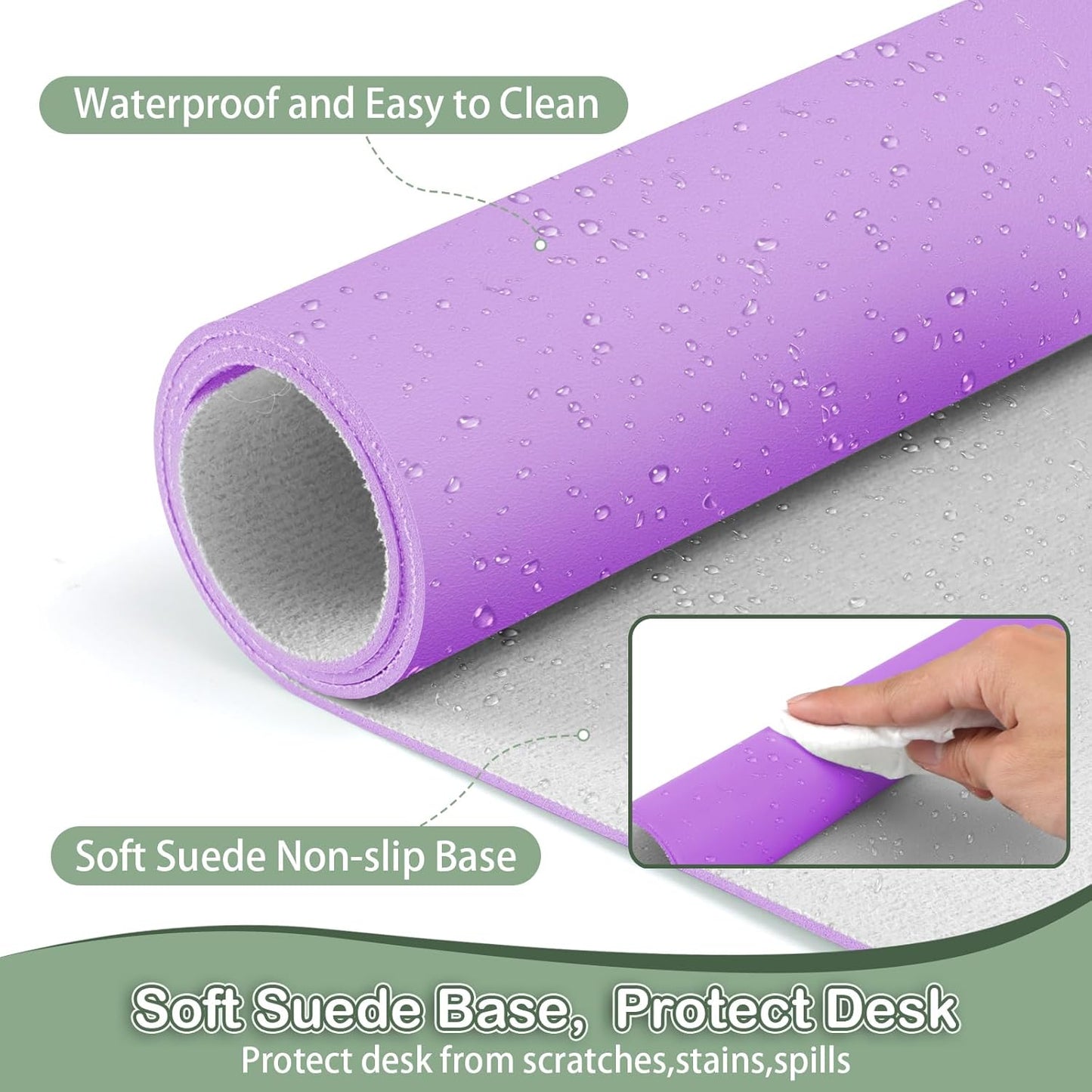 Boutilon Leather Desk Pad Protector,Non-Slip Mouse Pad,Laptop Desk Pad,Office Mouse Mat,Waterproof Leather Desk Blotter,Desk Writing Pad for Office and Home (L-Purple,35"x 17")