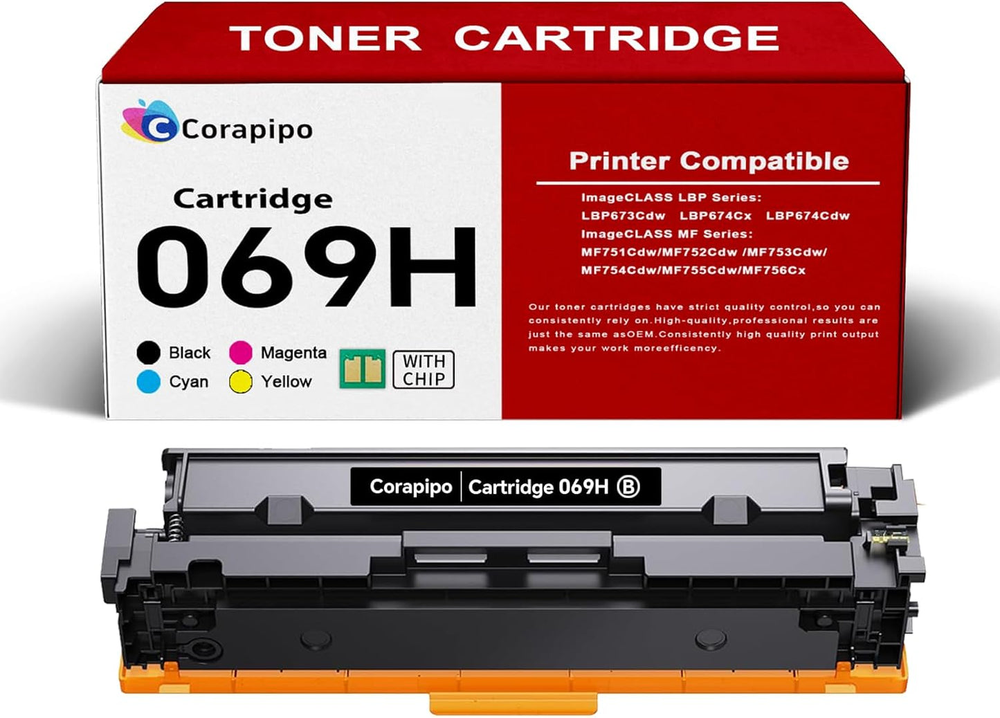069H 069 High Yield Black Toner Cartridges Replacement for Canon 069/069H Toner Cartridge with ImageCLASS MF753Cdw MF751Cdw MF752Cdw LBP674Cdw LBP673Cdw LBP674Cx 756Cx|with Chip,069H Toner