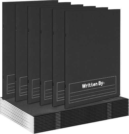 Henoyso 12 Pcs Primary Composition Notebook K-2 9 3/4 x 7 1/2 Inch Primary Journal, Back to School Supplies, Bulk Blank Writing Book for Kid to Write Draw Journal 60 Page Notebooks (Black)