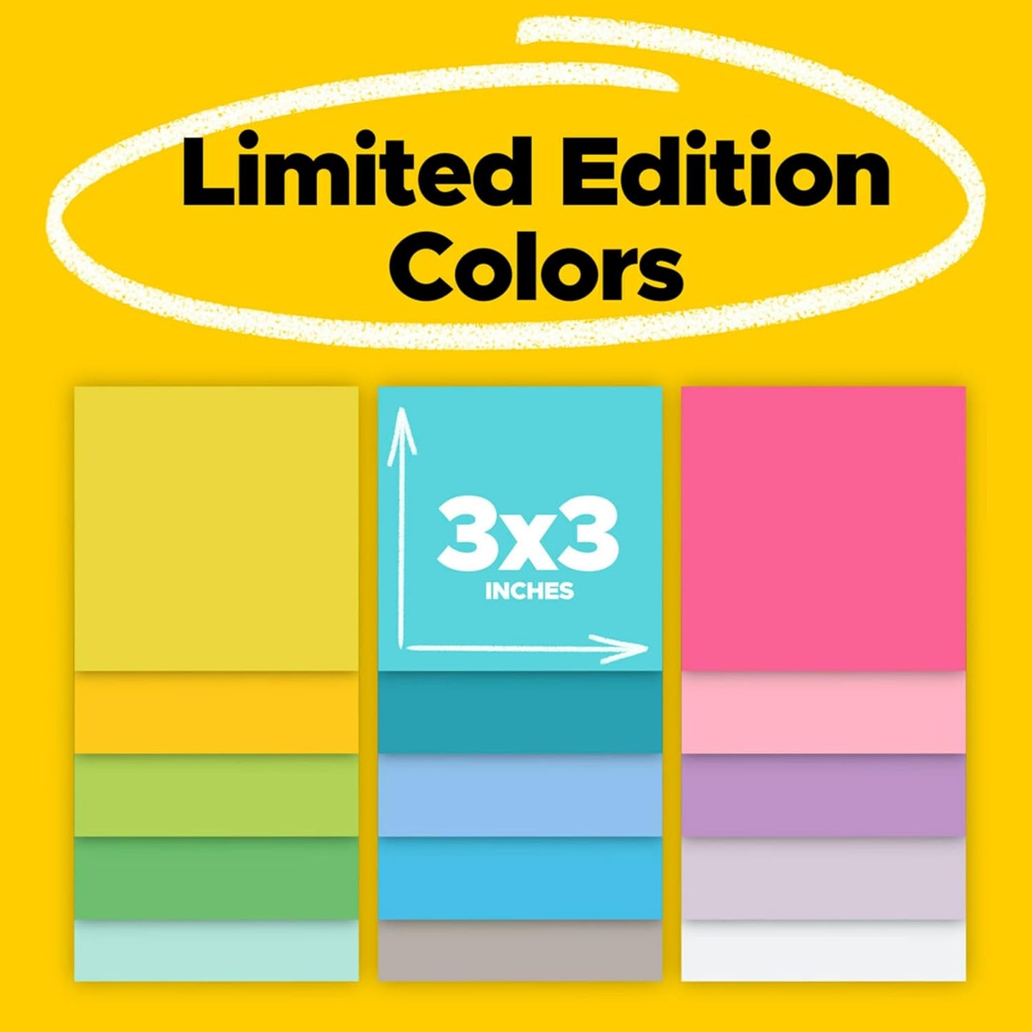 Post-it Super Sticky Notes, Limited Edition Color Collection, 3x3 in, 15 Pads/Pack, 45 Sheets/Pad