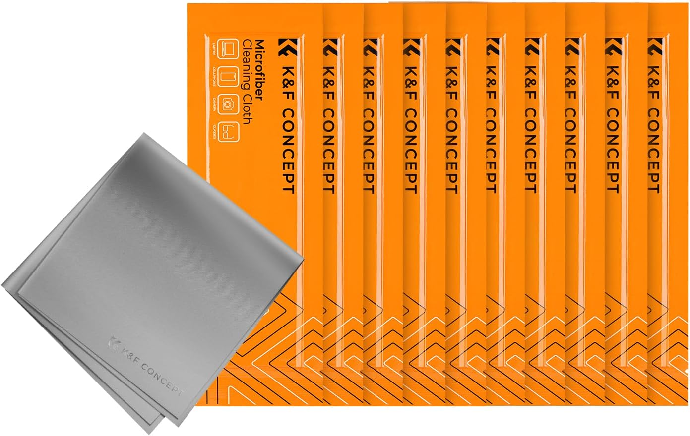 K&F Concept 10 Pack Microfiber Cleaning Cloths - Glasses Cloth for Cleaning Camera Lenses, Glasses, Screens, Cameras, Eyeglasses, LCD TV Screens, Tablets Washable
