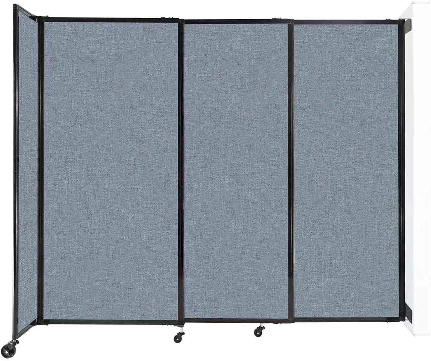Wall-Mounted Sliding StraightWall Room Divider | Adjustable Widths | Locking Wheels | Room Separator | Up to 7'2" Wide x 6' Tall Powder Blue Fabric Panels