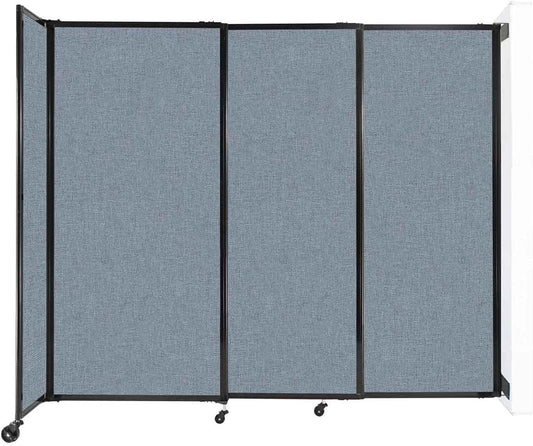Wall-Mounted Sliding StraightWall Room Divider | Adjustable Widths | Locking Wheels | Room Separator | Up to 7'2" Wide x 6' Tall Powder Blue Fabric Panels