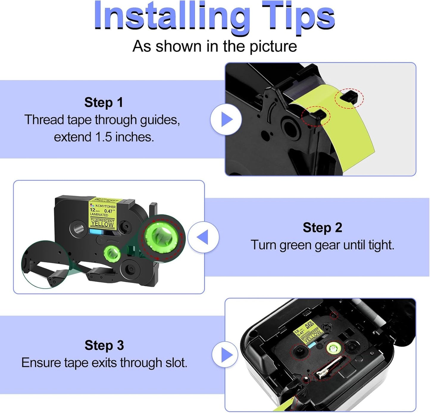 Label Tape Refills Compatible for Ptouch TZe-C31 TZ C31 Laminated Black on Yellow Fluorescent 1/2" 12mm for PTD200, D210 D400 D600 PTH100 H110 PTP300BT PTP700 PTP710BT, 2 Pack