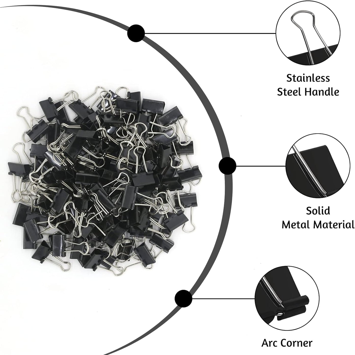 120 Pack Mini Binder Clips, Black Binder Clips, Small Paper Clips 15mm 5/8 Inch. Micro Size Office Clips for Home School Office and Business.