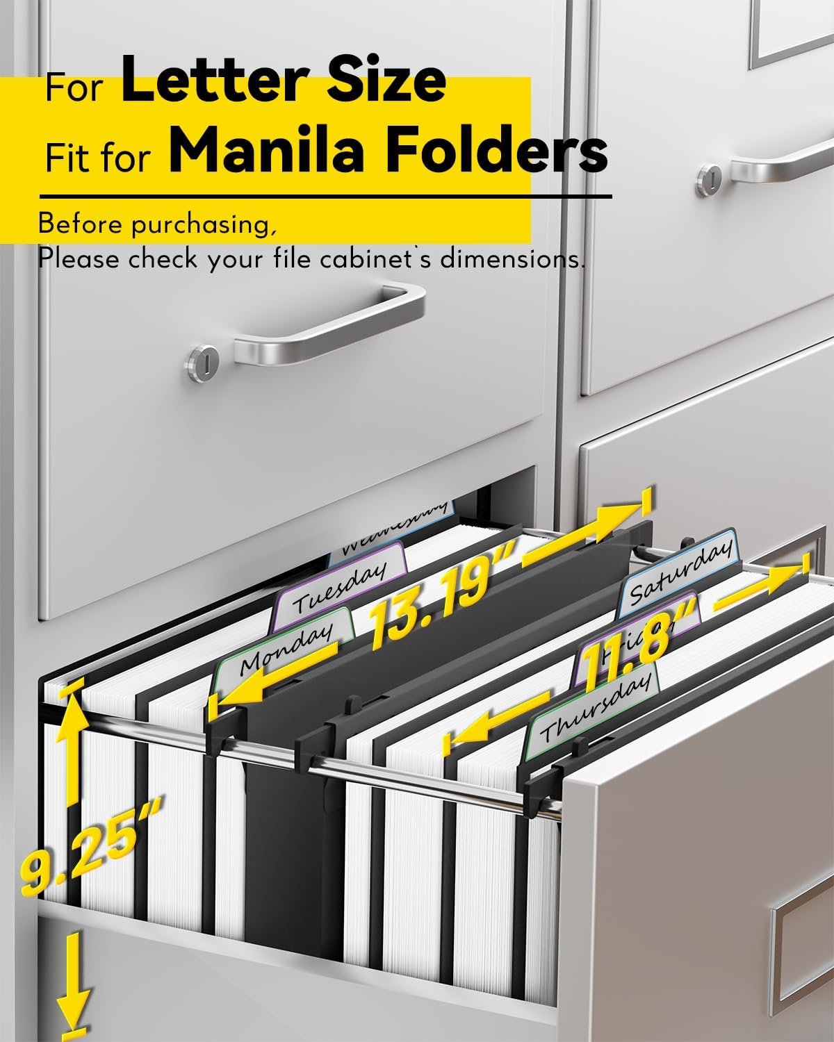 Ansook Plastic High Capacity Hanging File Folders,Heavy Duty 4”Expansion Accordian Pocket,Staggered Tabs with Movable Dividers, Extra Wide,Letter Size,Hanging Organizer for Filing Cabinet,6 Pack,Black