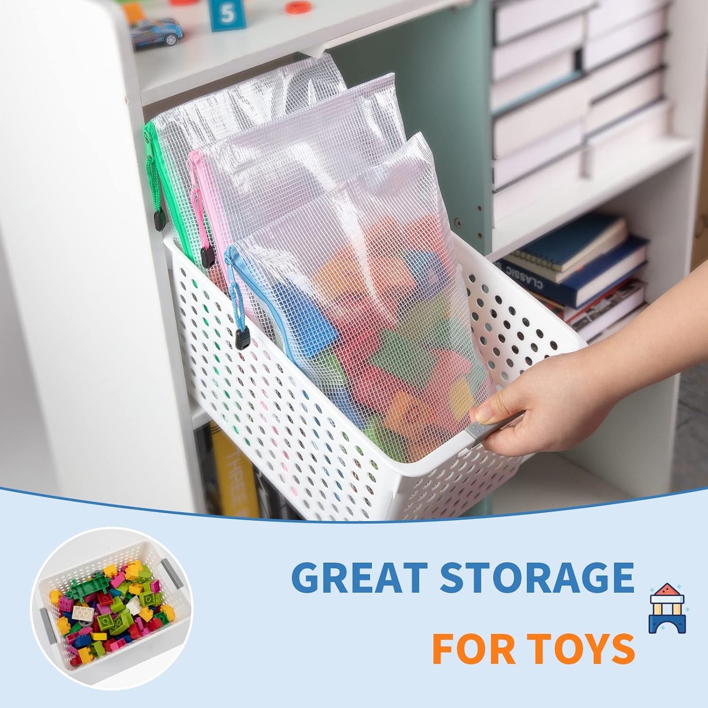 Umriox 32 Pack A3 Mesh Zipper Pouch Bags, Zipper Pouches for Organizing, Puzzle Bags, Clear bags for Crafts Projects, Travel Accessories, Board Game Storage