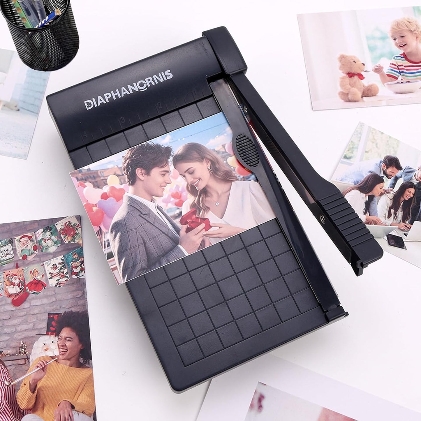 Guillotine Paper Trimmer, Mini Compact Paper Cutter, 1/4-Inch Grid for Precision Cutting, Straight Cuts Up to 3 Sheets, Perfect for Photos,Coupons,Card Making and Small Craft Projects (Grey)