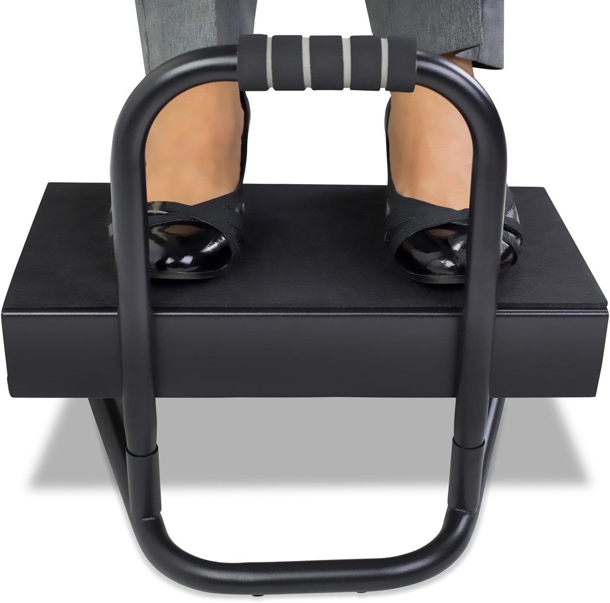 Mount-It! Height Adjustable Foot Rest for Standing and Sitting, Freestanding Under The Desk Footrest with Handle and Six Height Settings, Anti-Slip Padded Surface,Black