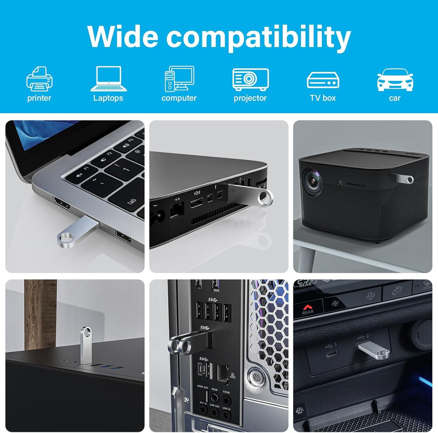 ABLAZE 16GB Flash Drive 2 Pack, Metal USB 2.0 Thumb Drives with Keychains USB Stick Pendrive (Sliver)