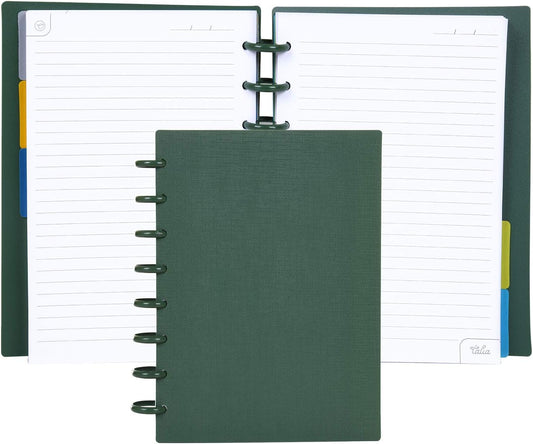 Talia Discbound Notebooks, Planner, Customizable, (Green Olive w/Green Olive Discs, Junior (5.5in x 8.5in))